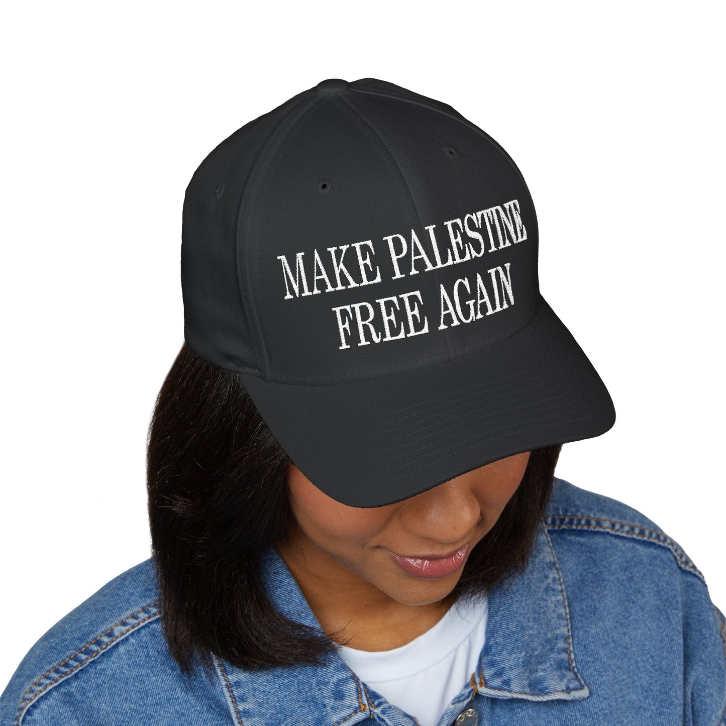 Make Palestine Free Again - Embroidered Fitted Closed-back Cap