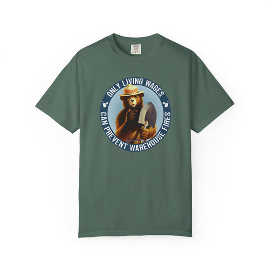 Smokey Bear Living Wages Funny T-Shirt – Workers Rights Graphic Tee