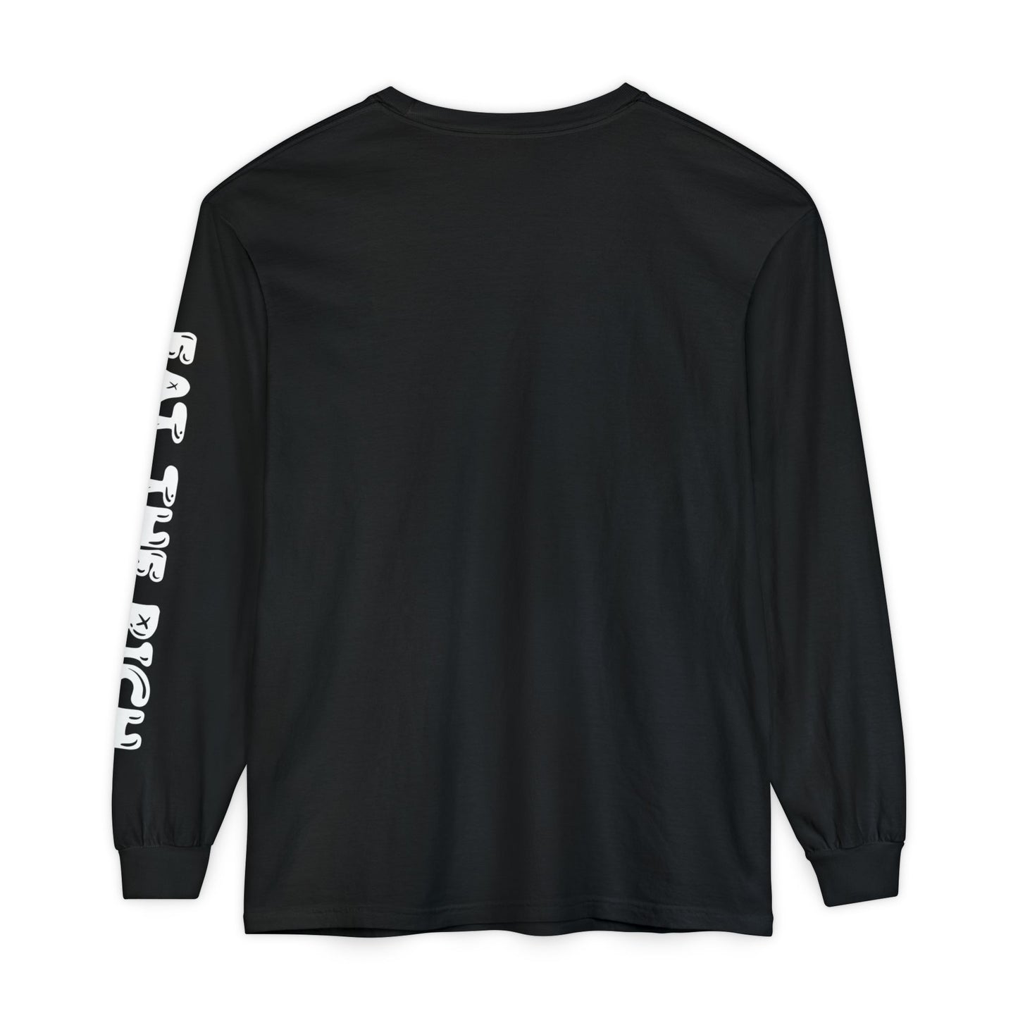 Eat the Rich - hand-drawn graphic on the front and graphic on the sleeve, on ComfortColors Long Sleeve T-Shirt, Unisex Casual Tee,