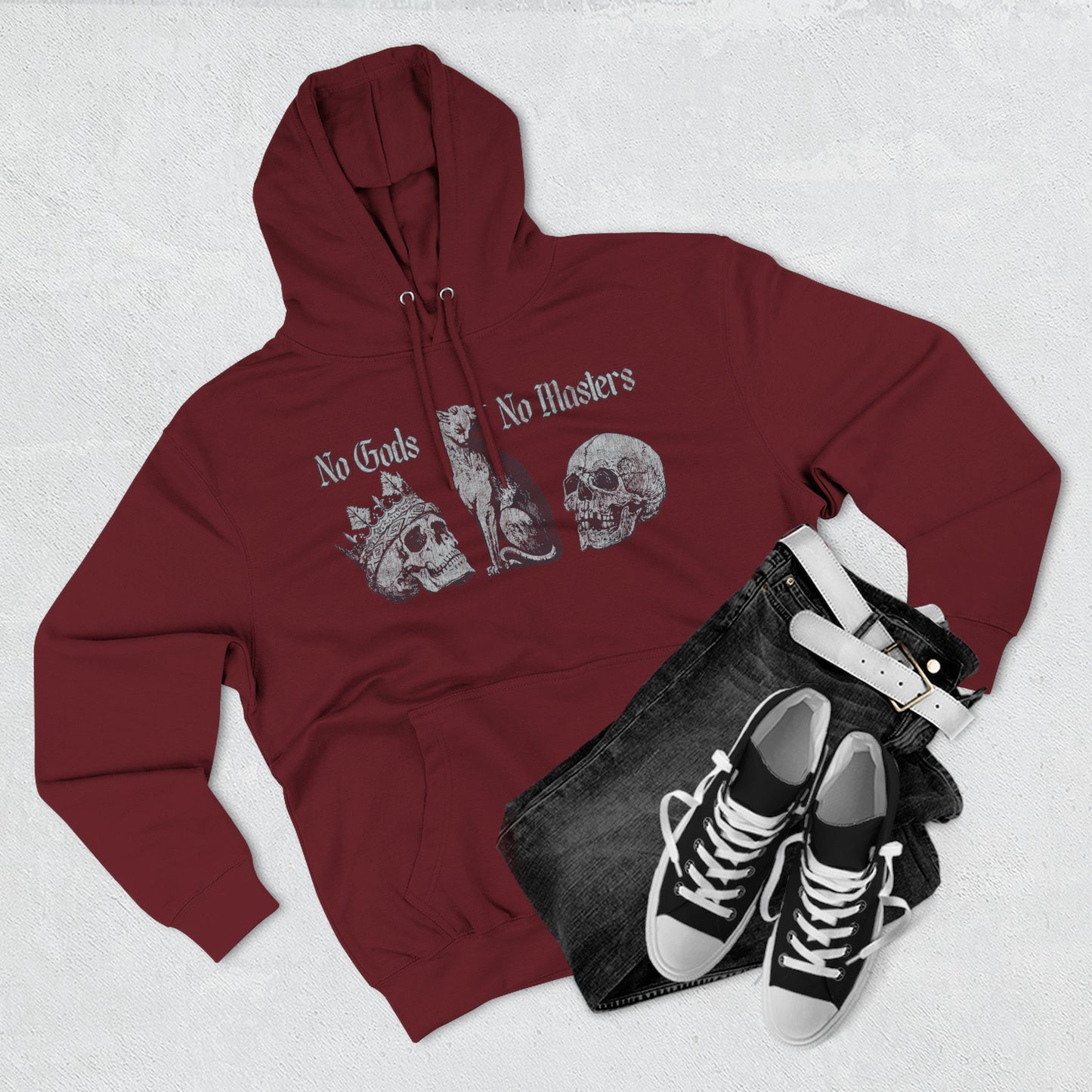 No Gods No Masters Fleece, Rebellious Spirit Hoodie, Alternative Fashion Sweatshirt, Gothic Apparel, Unisex Pullover, Edgy Gift Idea