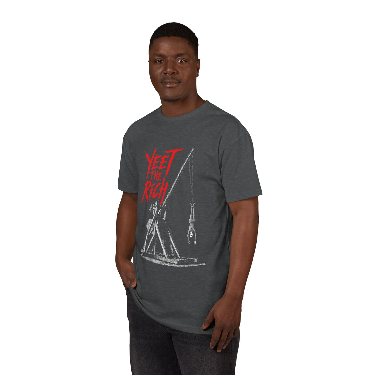 Yeet The Rich Graphic T-Shirt on Unisex Sueded Tee