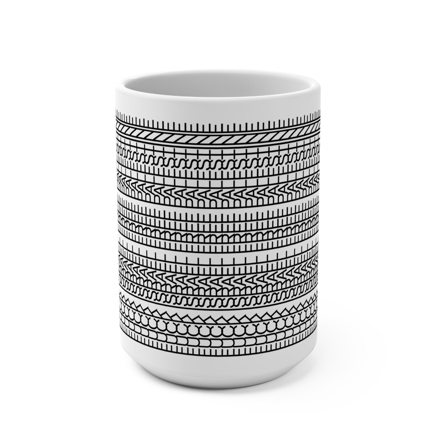 Stitches Mug v2 (USA) / Tire Track / Hidden Messaage 15oz Pattern Coffee/Tea Mug