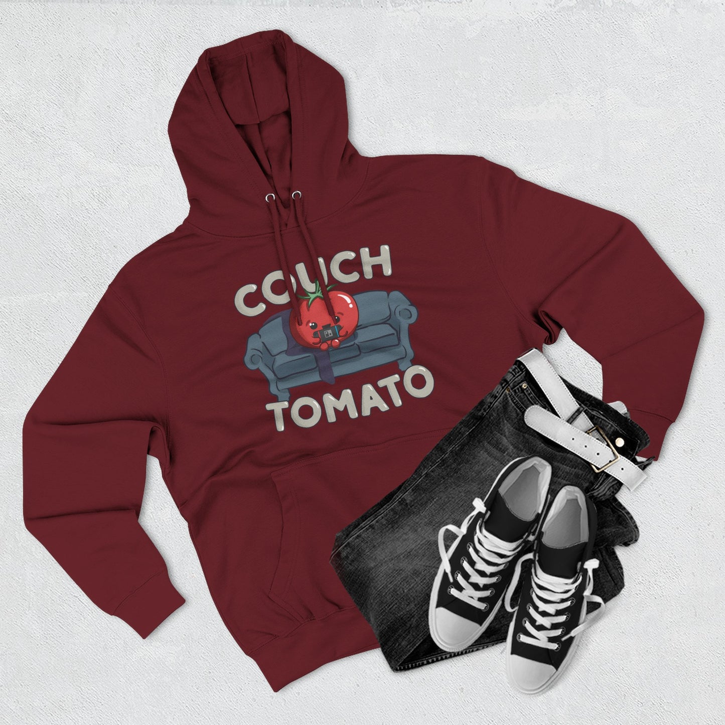 Cozy Couch Tomato 3-Panel Pullover Fleece Hoodie