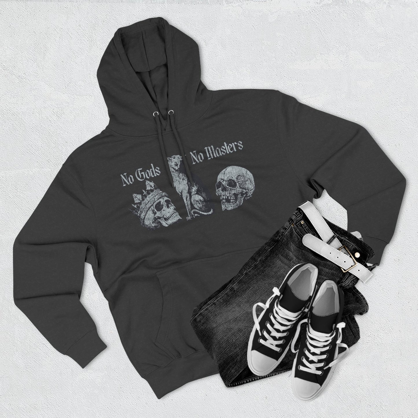 No Gods No Masters Fleece, Rebellious Spirit Hoodie, Alternative Fashion Sweatshirt, Gothic Apparel, Unisex Pullover, Edgy Gift Idea