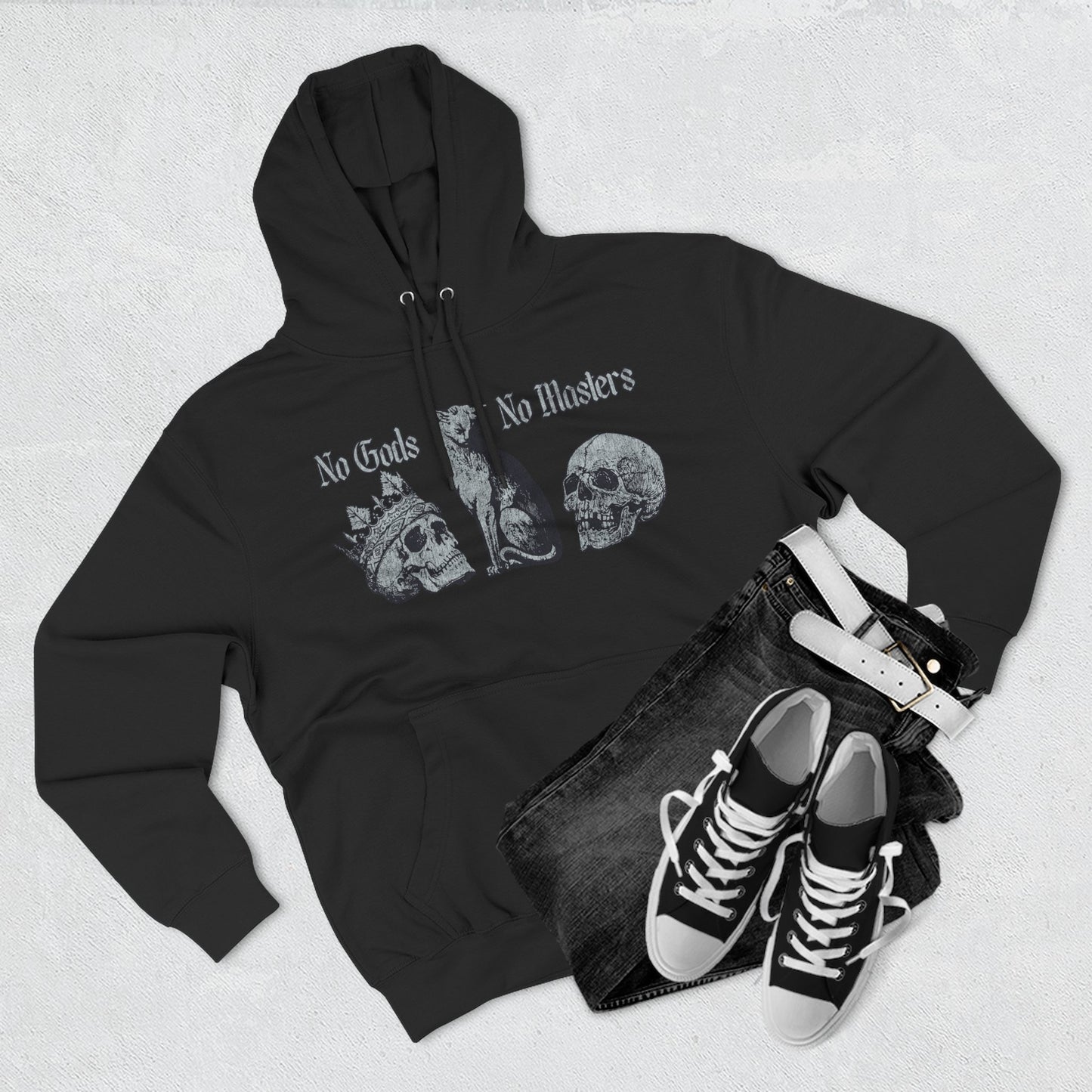 No Gods No Masters Fleece, Rebellious Spirit Hoodie, Alternative Fashion Sweatshirt, Gothic Apparel, Unisex Pullover, Edgy Gift Idea