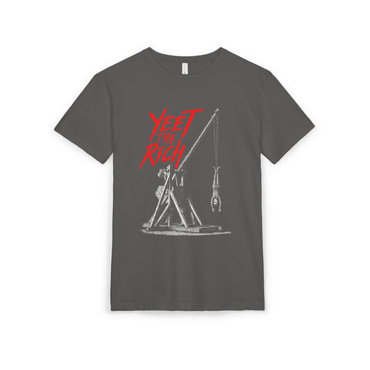 Yeet The Rich Graphic T-Shirt on Unisex Sueded Tee