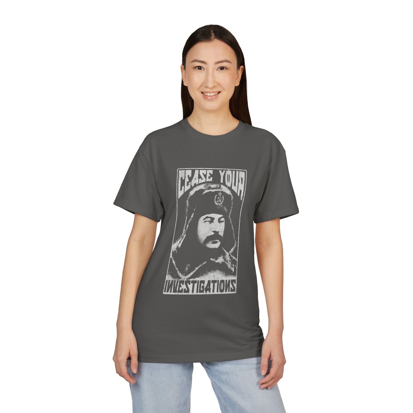 Cease Your Investigations Stalin - Distressed Vintage Style Unisex T-Shirt - NextLevel Sueded Tee