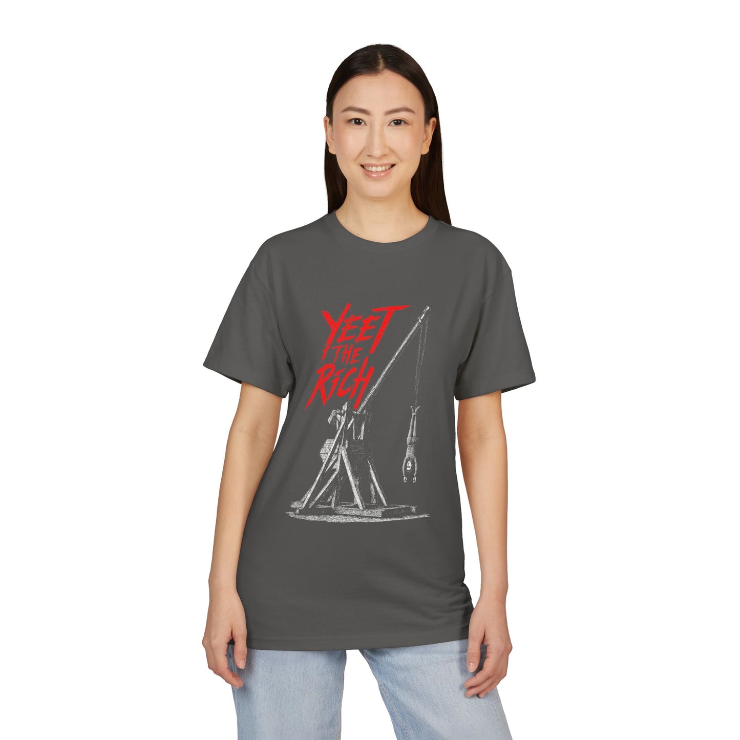 Yeet The Rich Graphic T-Shirt on Unisex Sueded Tee