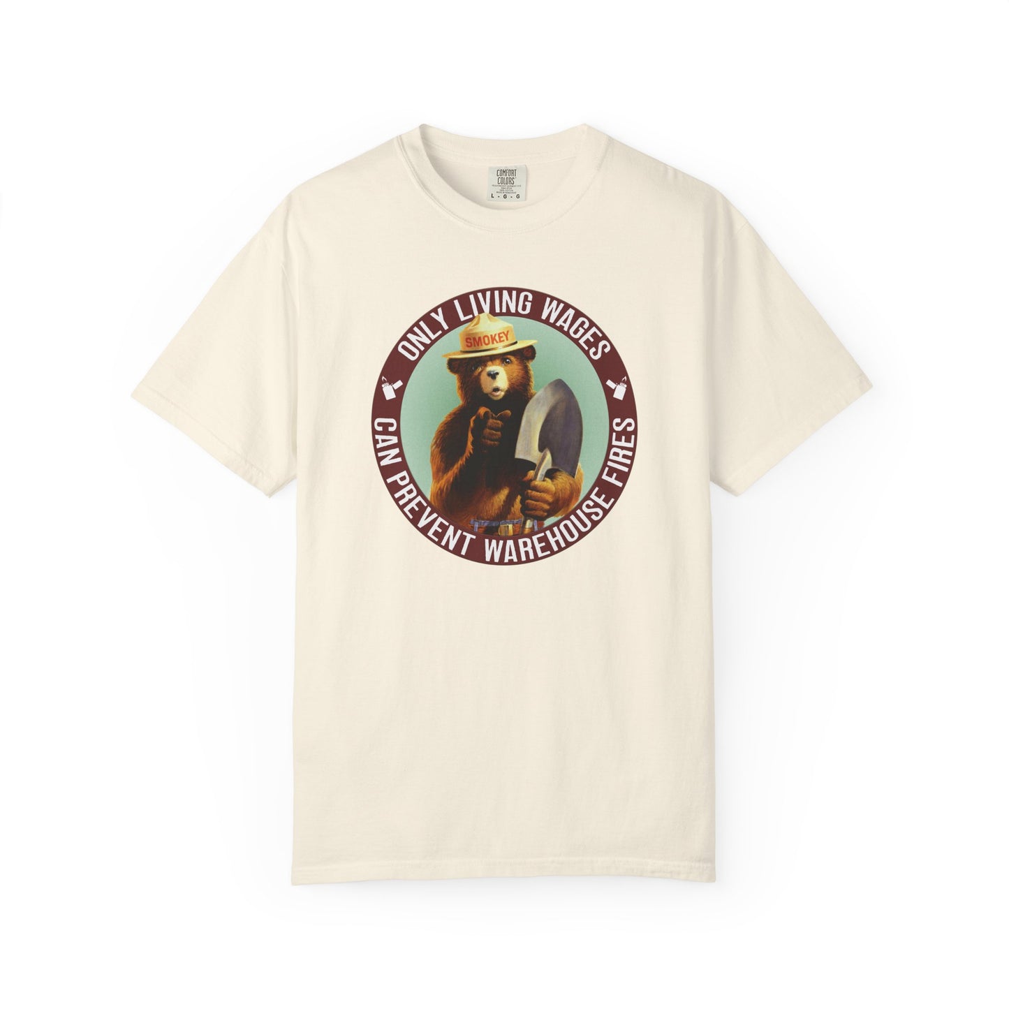 Smokey Bear Living Wages Funny T-Shirt – Workers Rights Graphic Tee