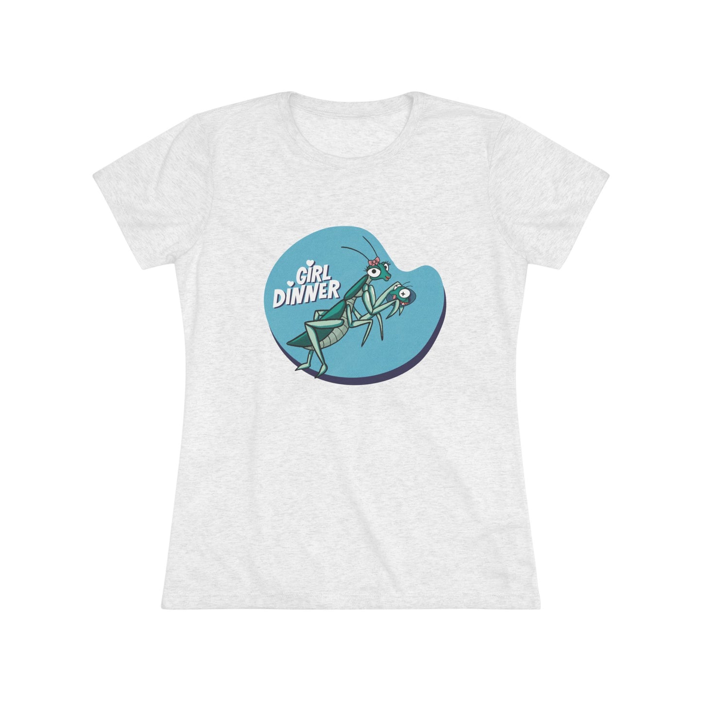 Girl Dinner Praying Mantis T-Shirt – Funny Sassy Insect Graphic Soft Triblend Tee Shirt