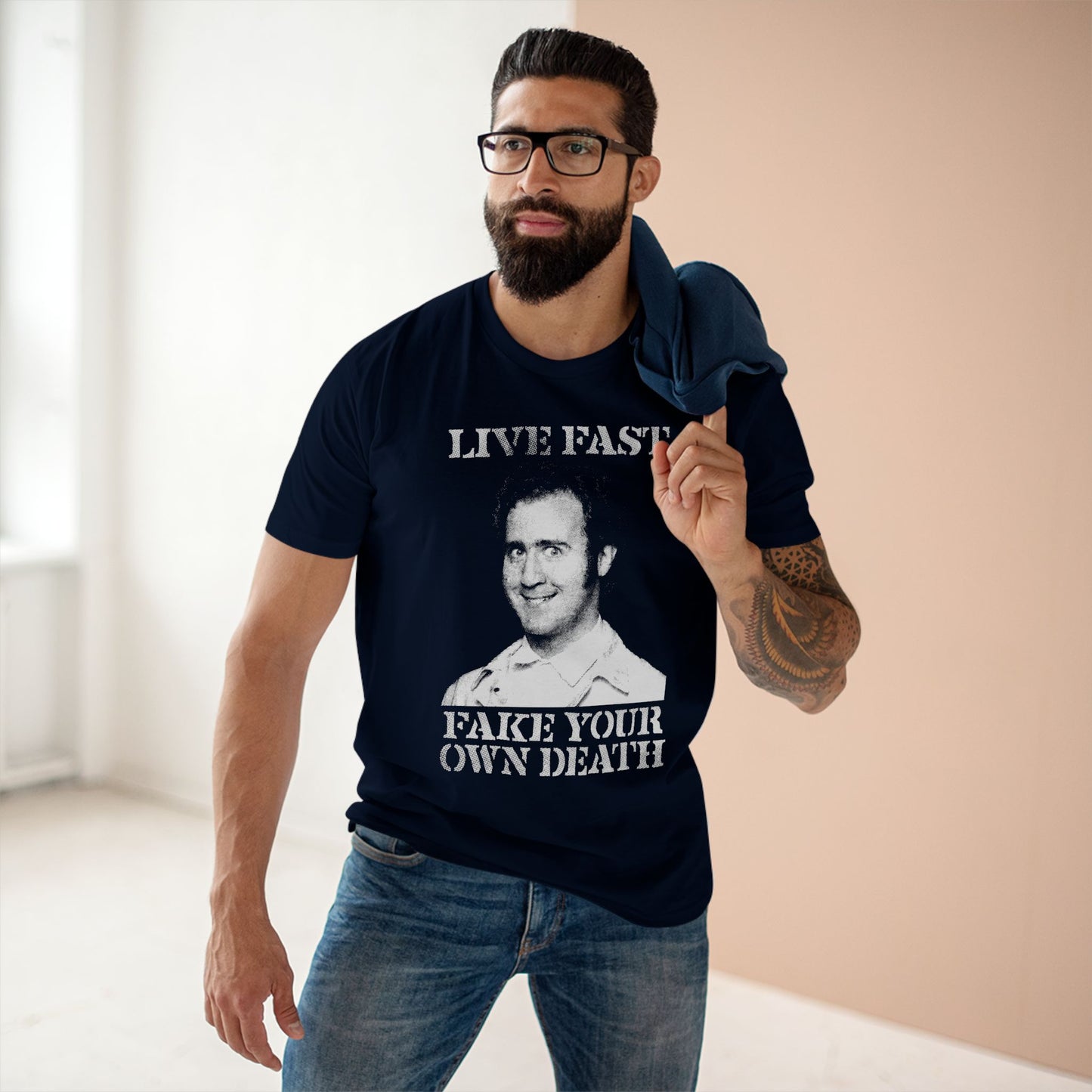 Live Fast Fake Your Own Death | Andy Kaufman Tribute T-Shirt