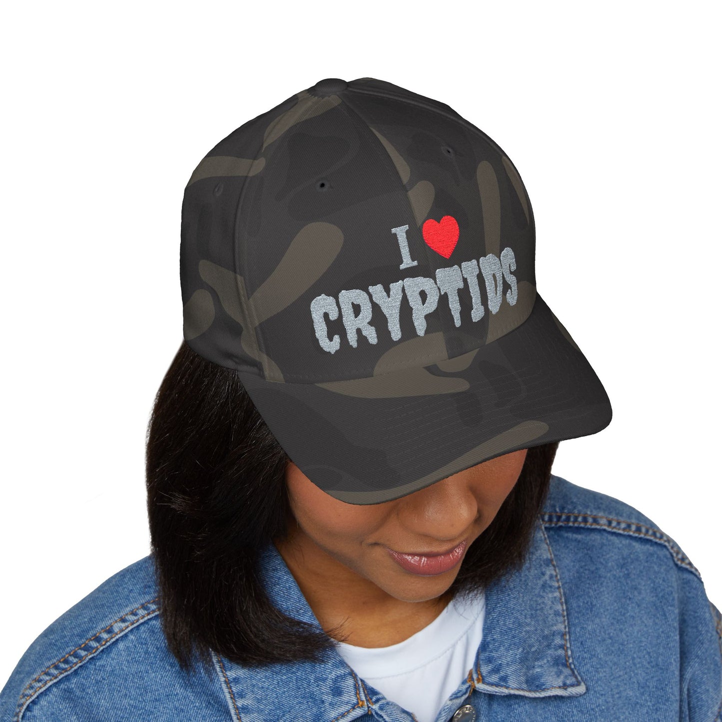I Heart Cryptids - Closed-Back Structured Cap (Embroidery)