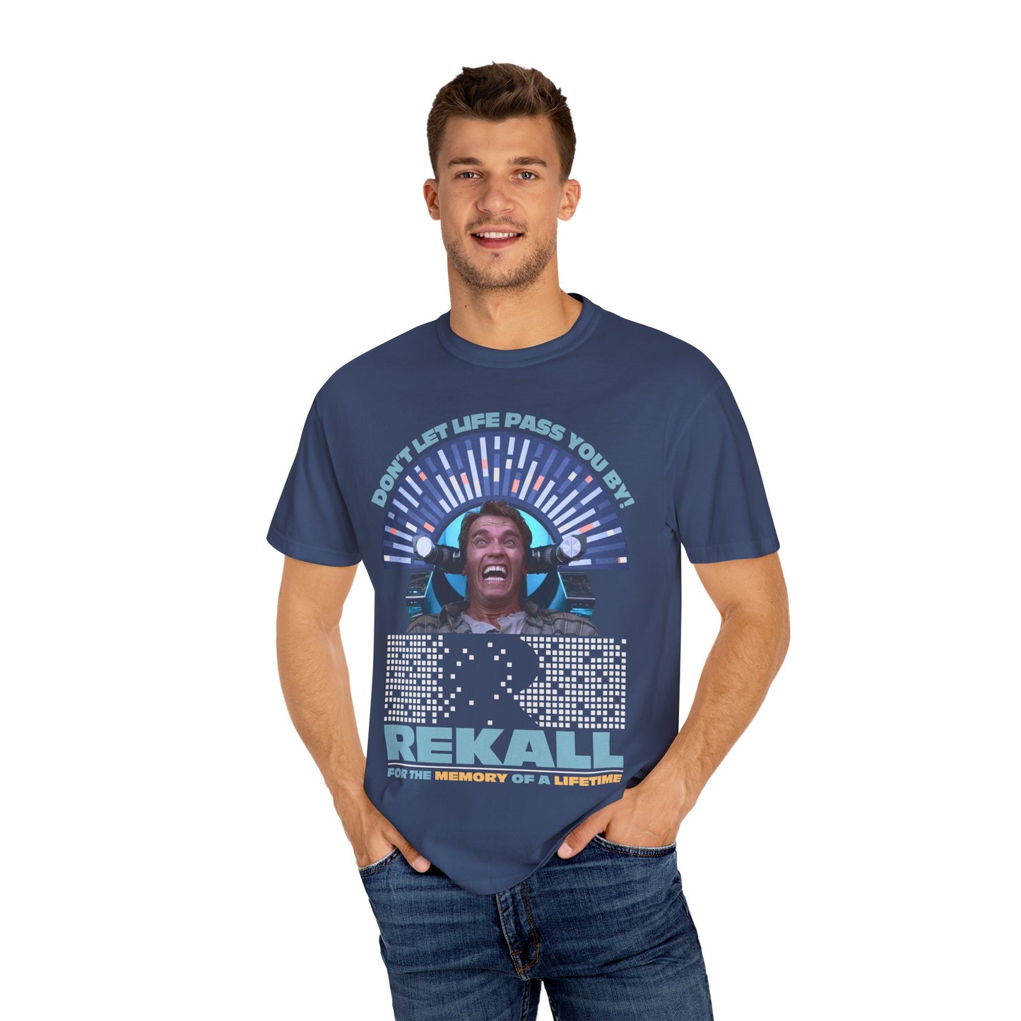 Rekall Vacations - Retro Movie Tribute T-Shirt, Unisex Graphic Tee for Movie Lovers, Nostalgic Apparel