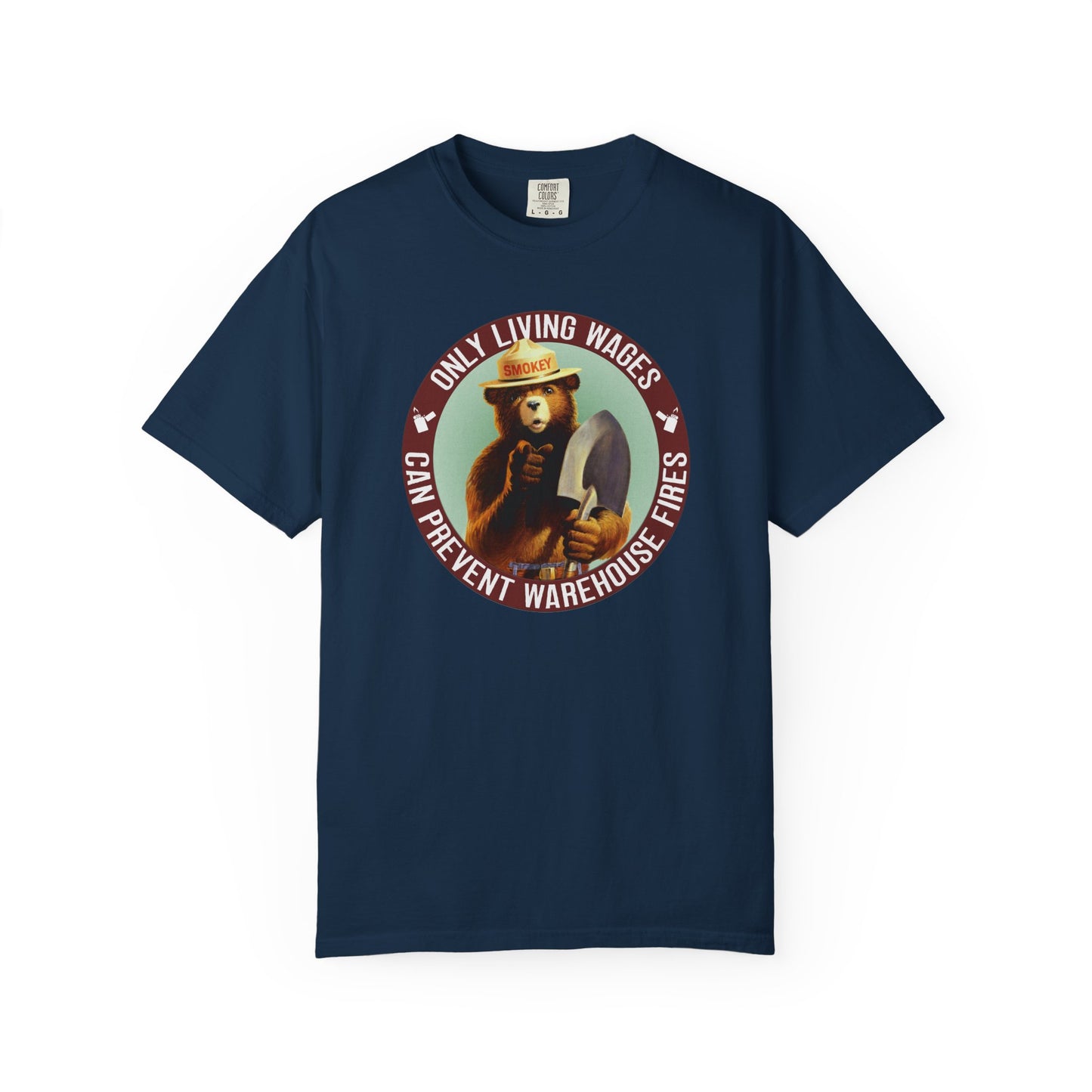 Smokey Bear Living Wages Funny T-Shirt – Workers Rights Graphic Tee