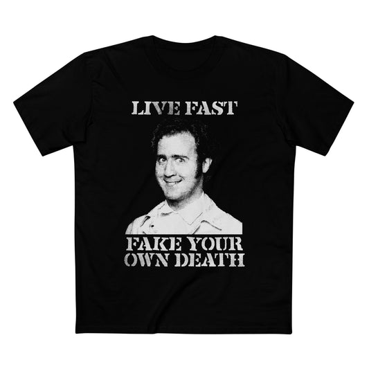 Live Fast Fake Your Own Death | Andy Kaufman Tribute T-Shirt