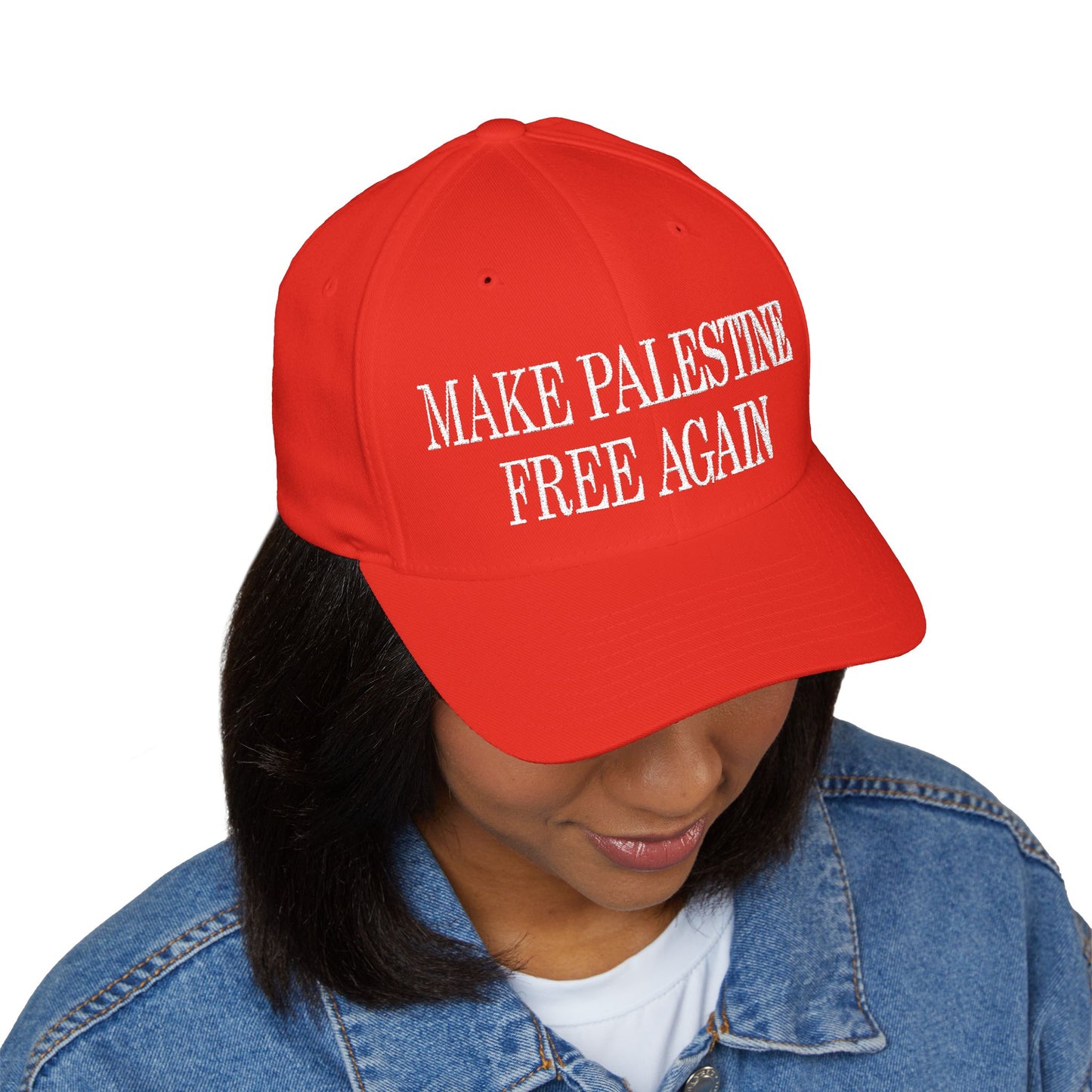 Make Palestine Free Again - Embroidered Fitted Closed-back Cap