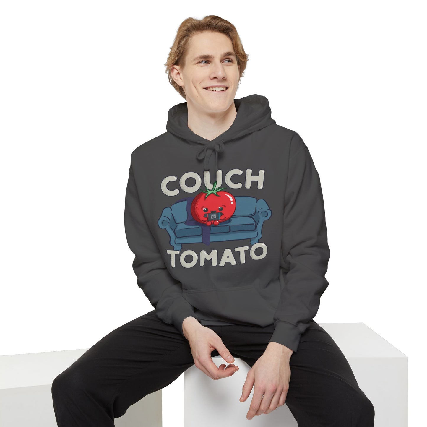 Cozy Couch Tomato Premium Hoodie | Unisex Garment-Dyed Pullover