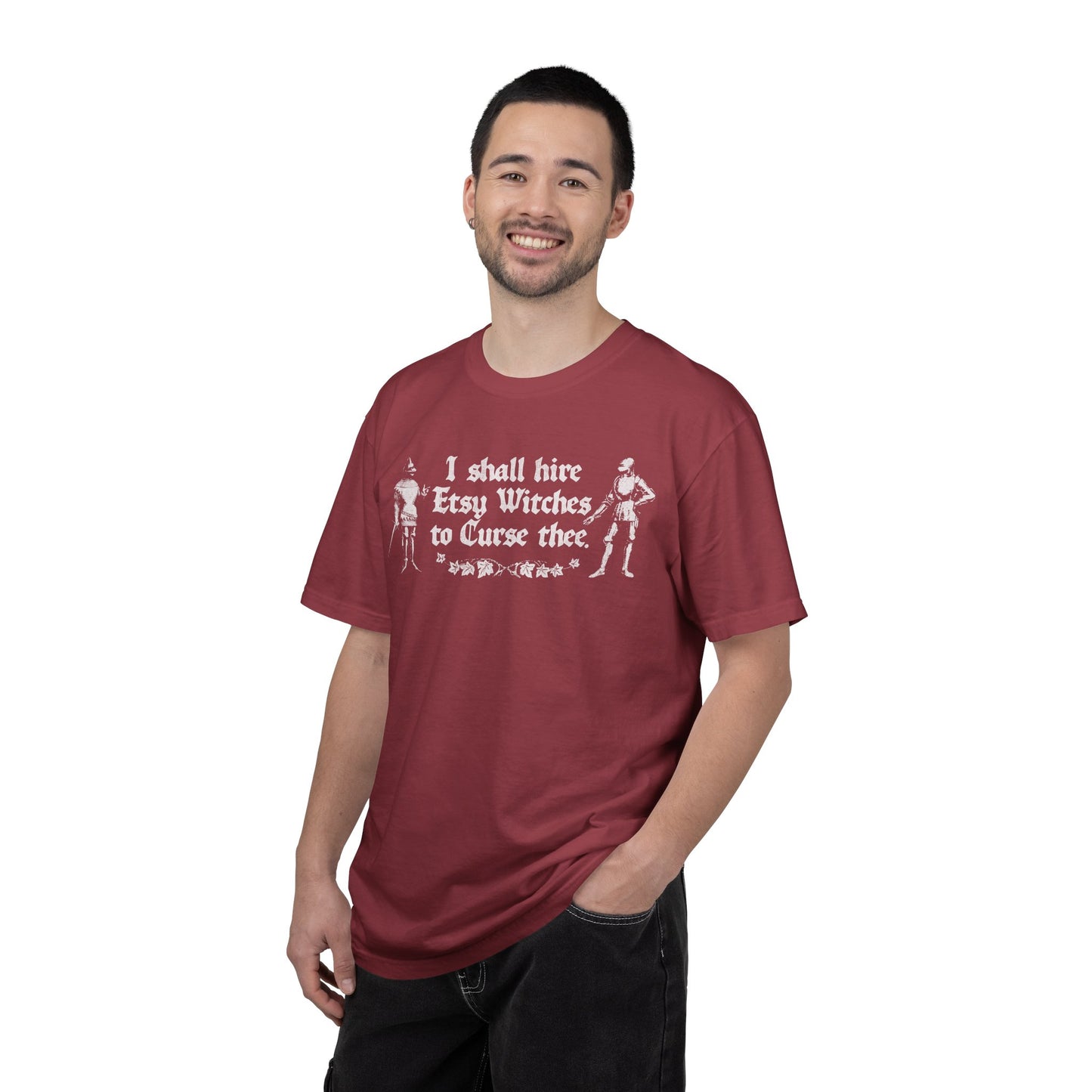 I Shall Hire Etsy Witches to Curse Thee Funny Graphic T-Shirt – Witchy Humor Tee