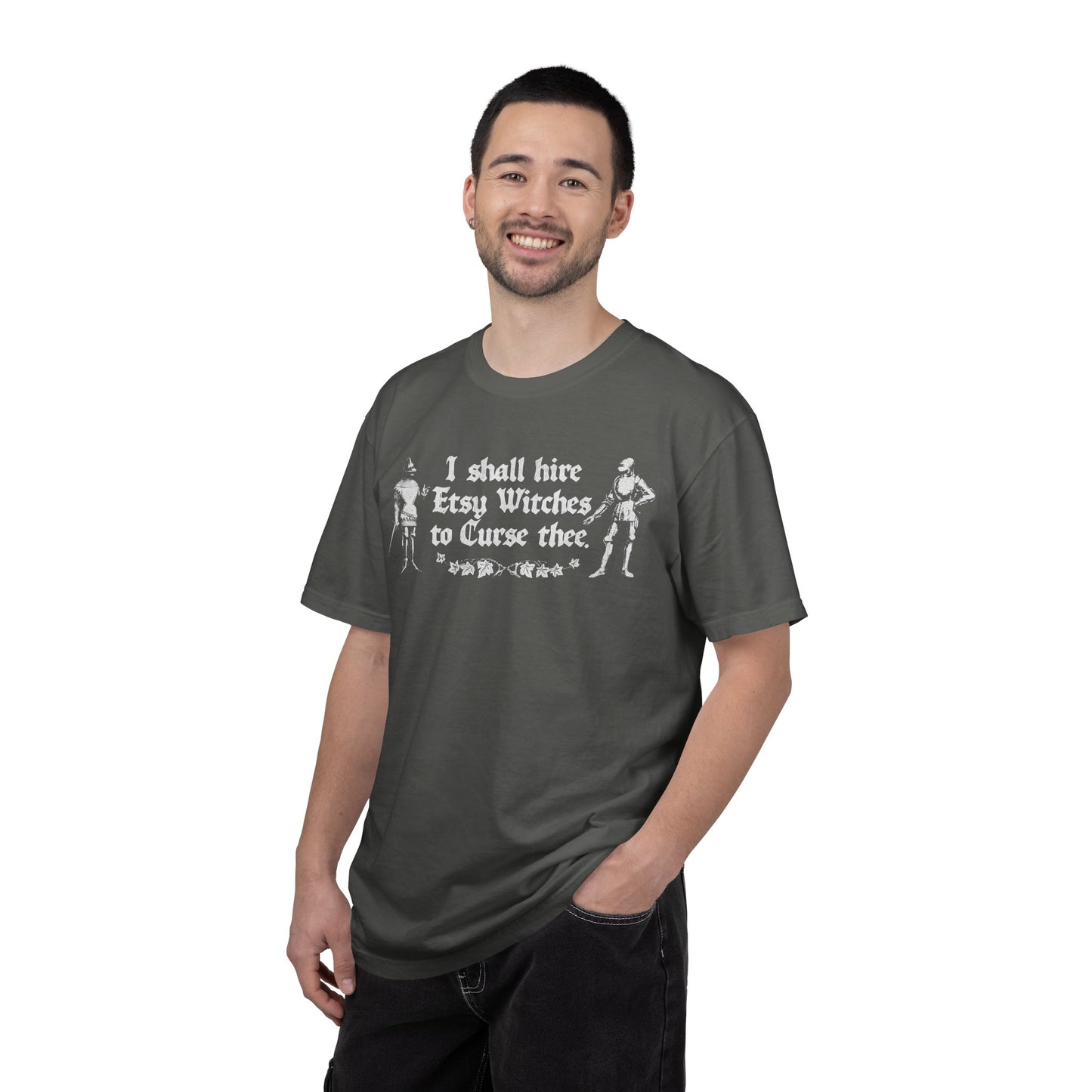 I Shall Hire Etsy Witches to Curse Thee Funny Graphic T-Shirt – Witchy Humor Tee