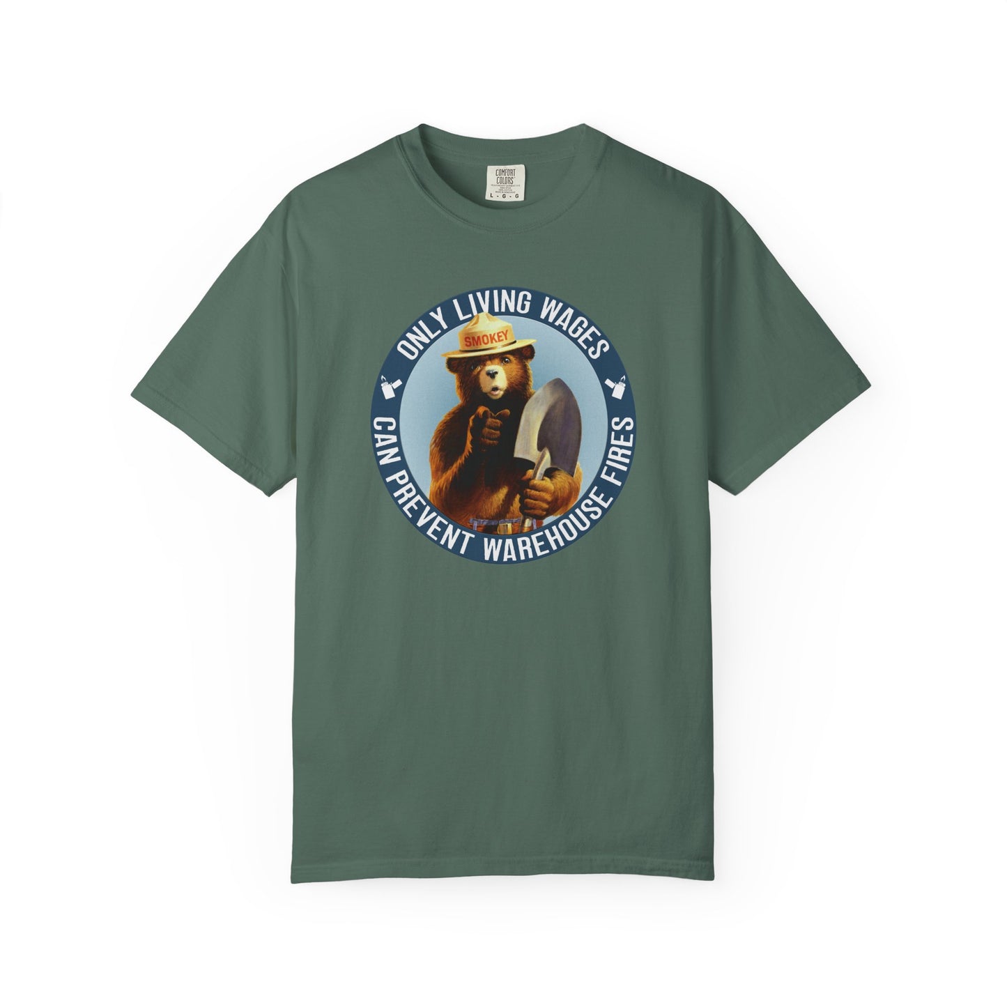 Smokey Bear Living Wages Funny T-Shirt – Workers Rights Graphic Tee