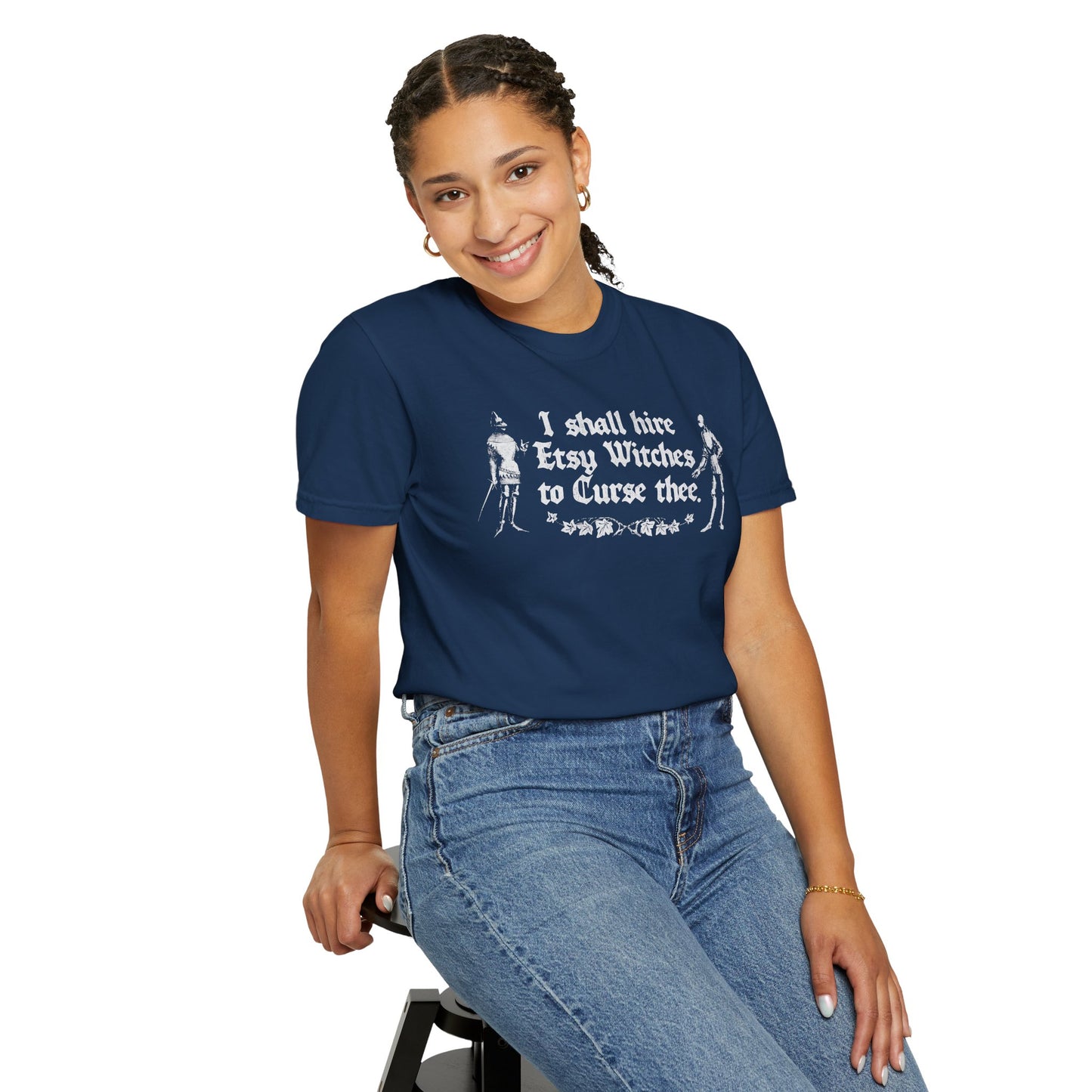 I Shall Hire Etsy Witches to Curse Thee Funny Graphic T-Shirt – Witchy Humor Tee