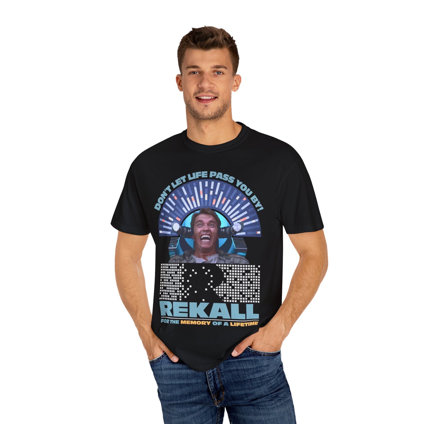 Rekall Vacations - Retro Movie Tribute T-Shirt, Unisex Graphic Tee for Movie Lovers, Nostalgic Apparel
