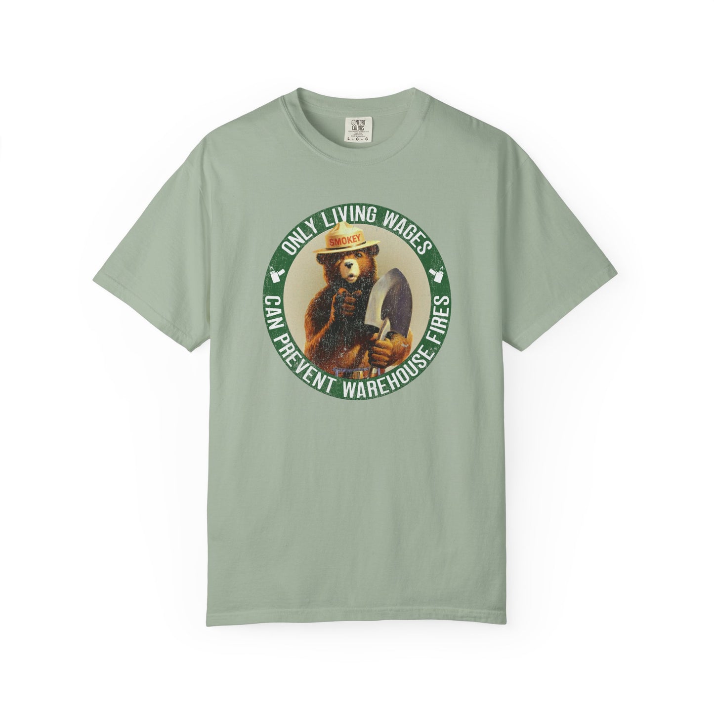 Smokey Bear Living Wages Funny T-Shirt – Workers Rights Graphic Tee