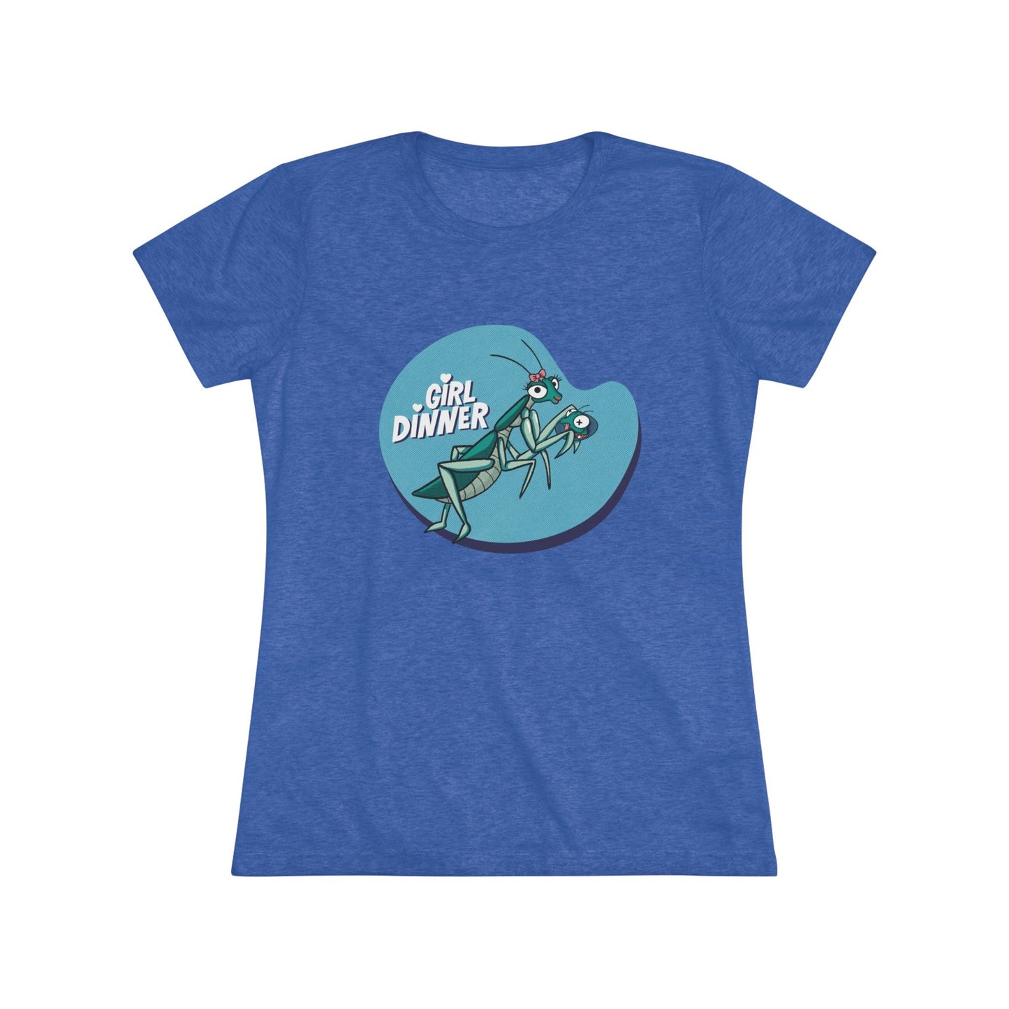 Girl Dinner Praying Mantis T-Shirt – Funny Sassy Insect Graphic Soft Triblend Tee Shirt