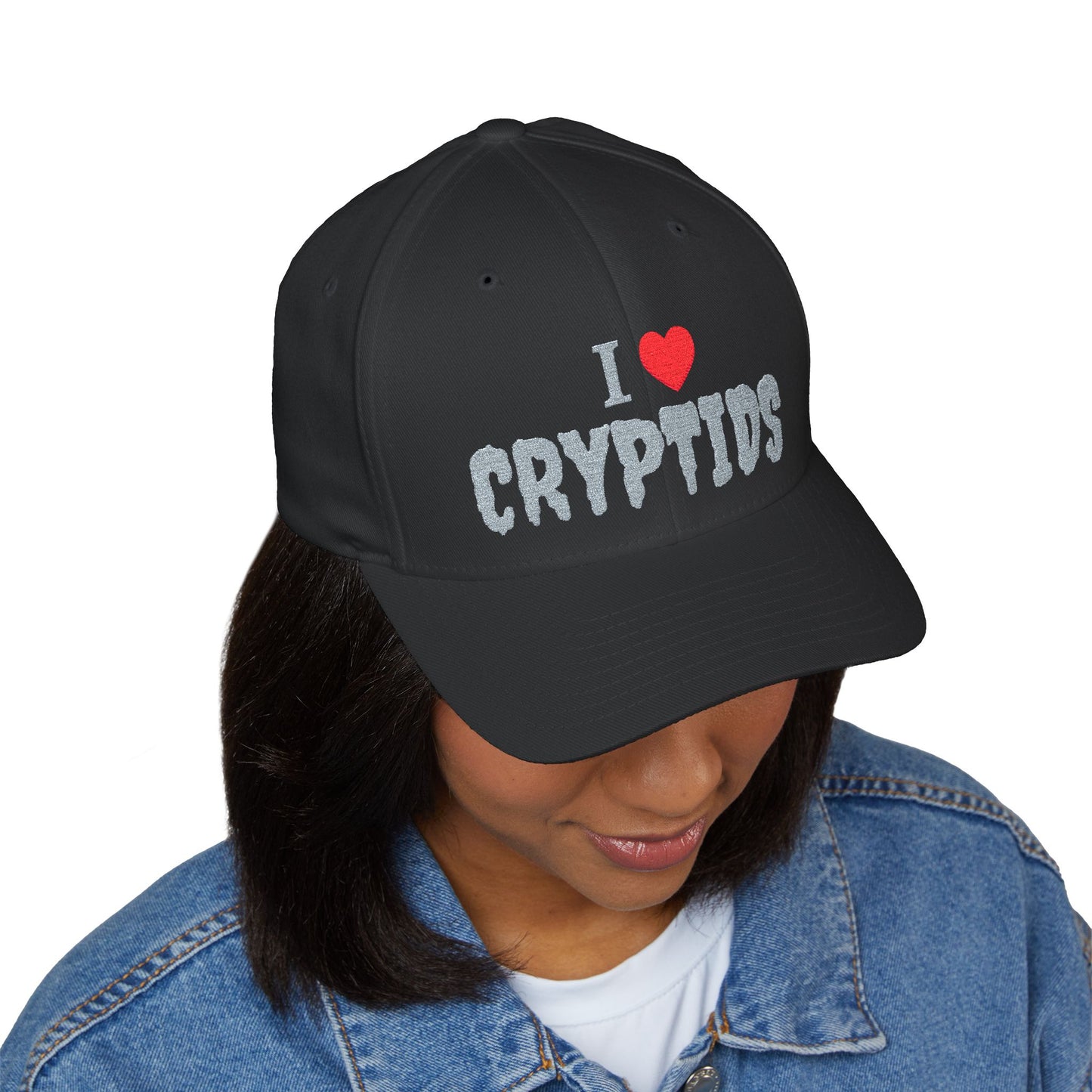 I Heart Cryptids - Closed-Back Structured Cap (Embroidery)