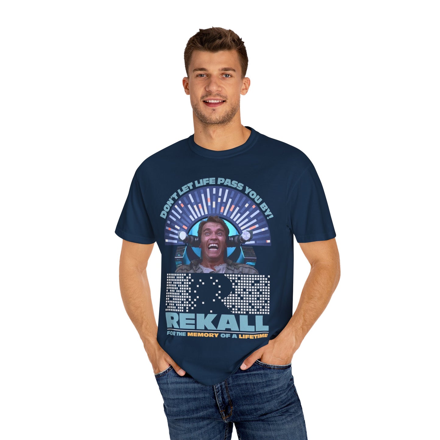 Rekall Vacations - Retro Movie Tribute T-Shirt, Unisex Graphic Tee for Movie Lovers, Nostalgic Apparel