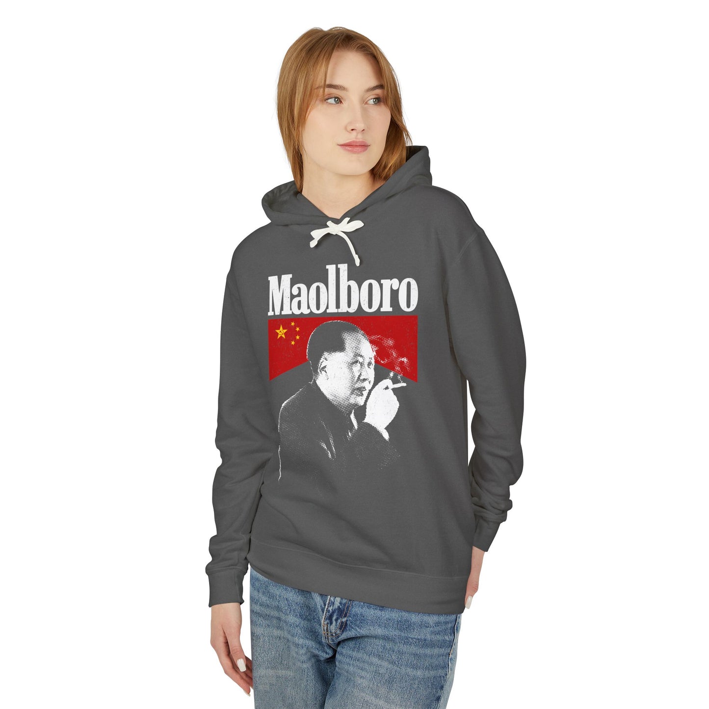 Smoking Mao - ComfortColors Unisex Lightweight Hooded Sweatshirt