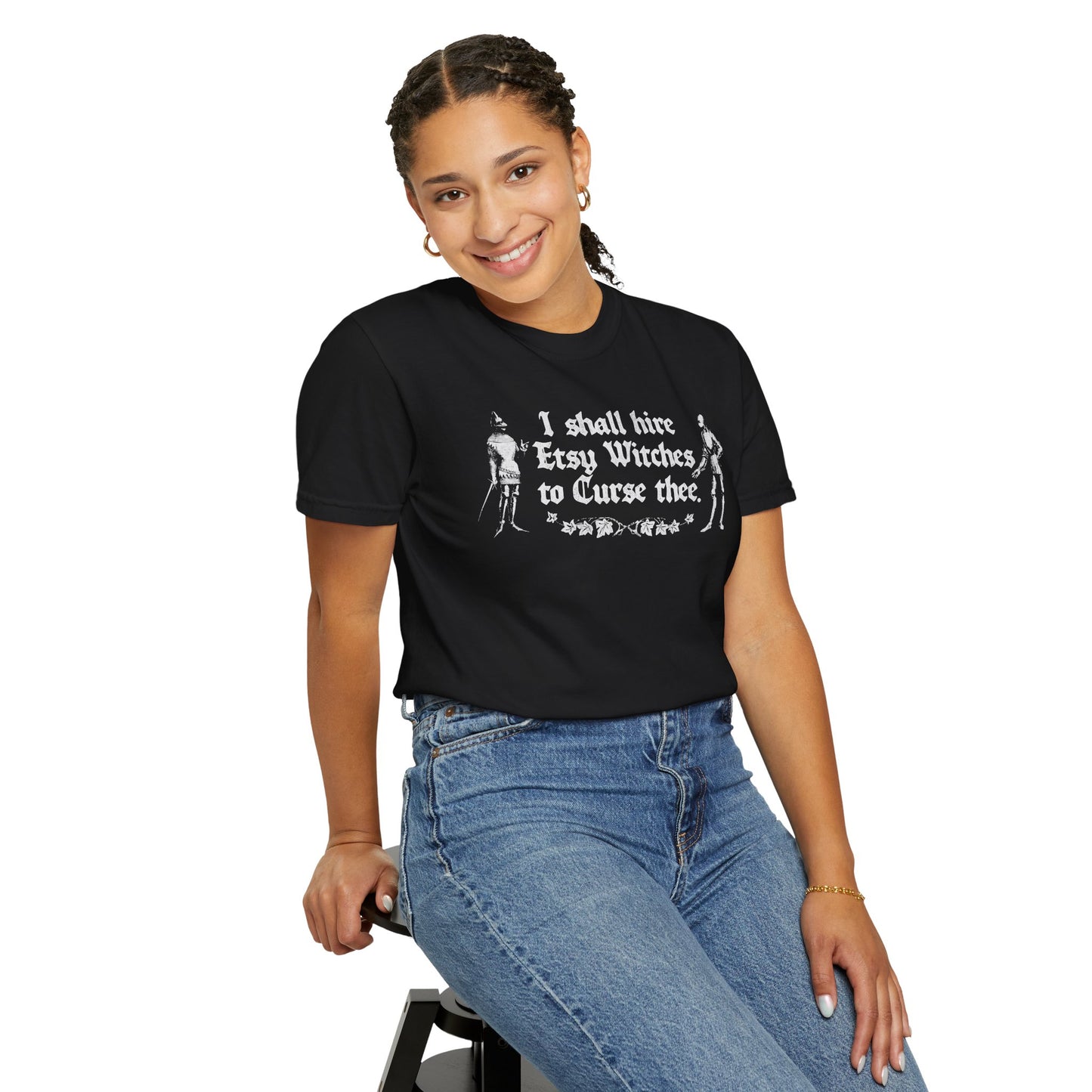 I Shall Hire Etsy Witches to Curse Thee Funny Graphic T-Shirt – Witchy Humor Tee