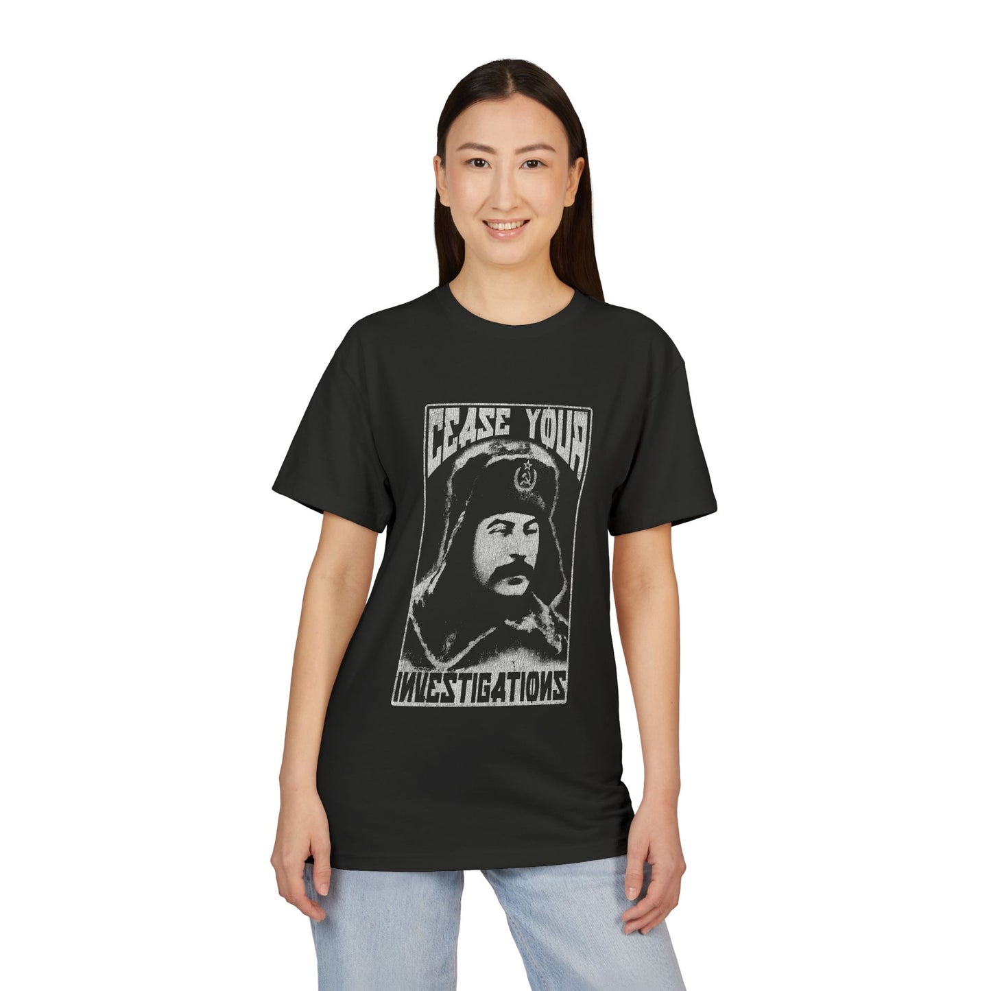 Cease Your Investigations Stalin - Distressed Vintage Style Unisex T-Shirt - NextLevel Sueded Tee