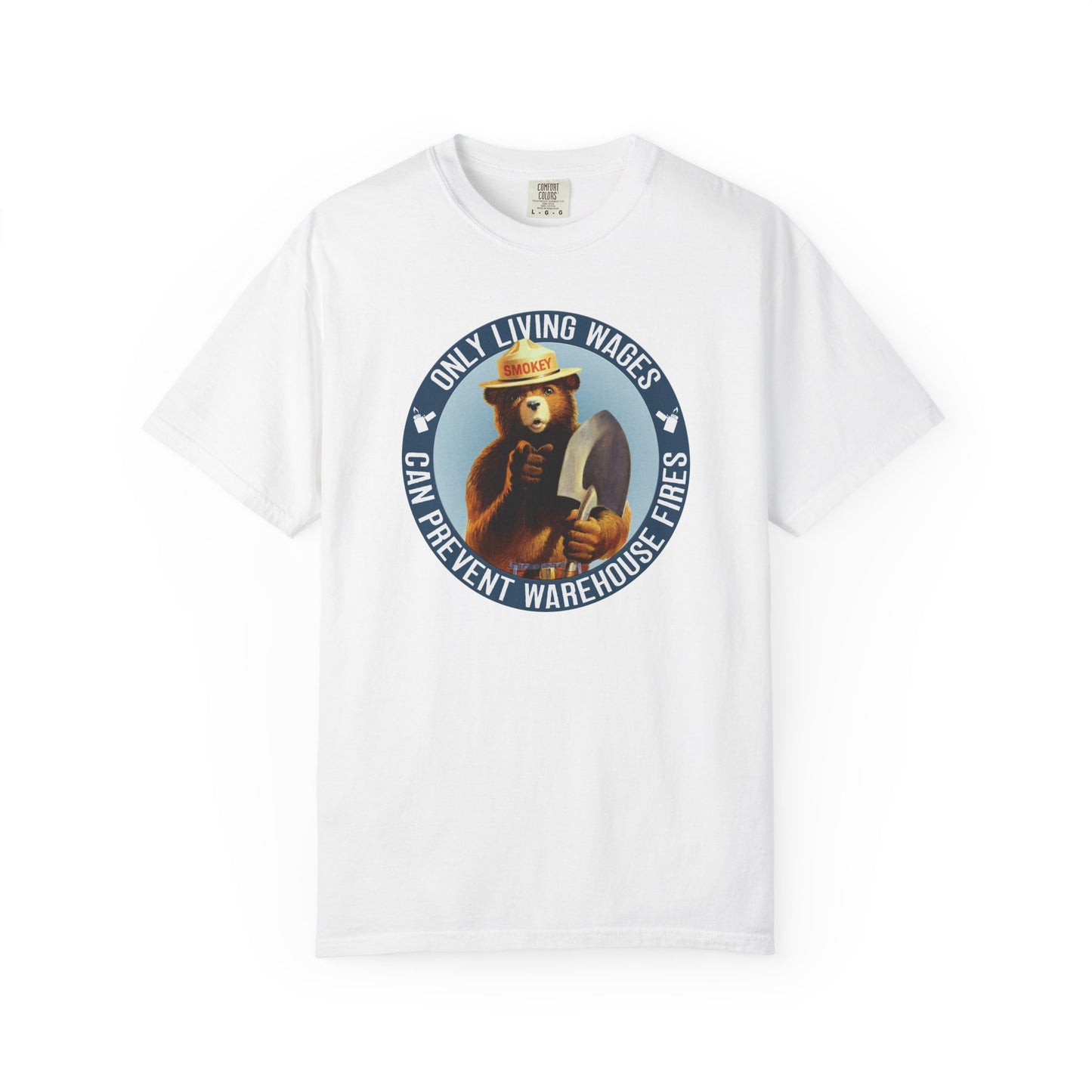 Smokey Bear Living Wages Funny T-Shirt – Workers Rights Graphic Tee