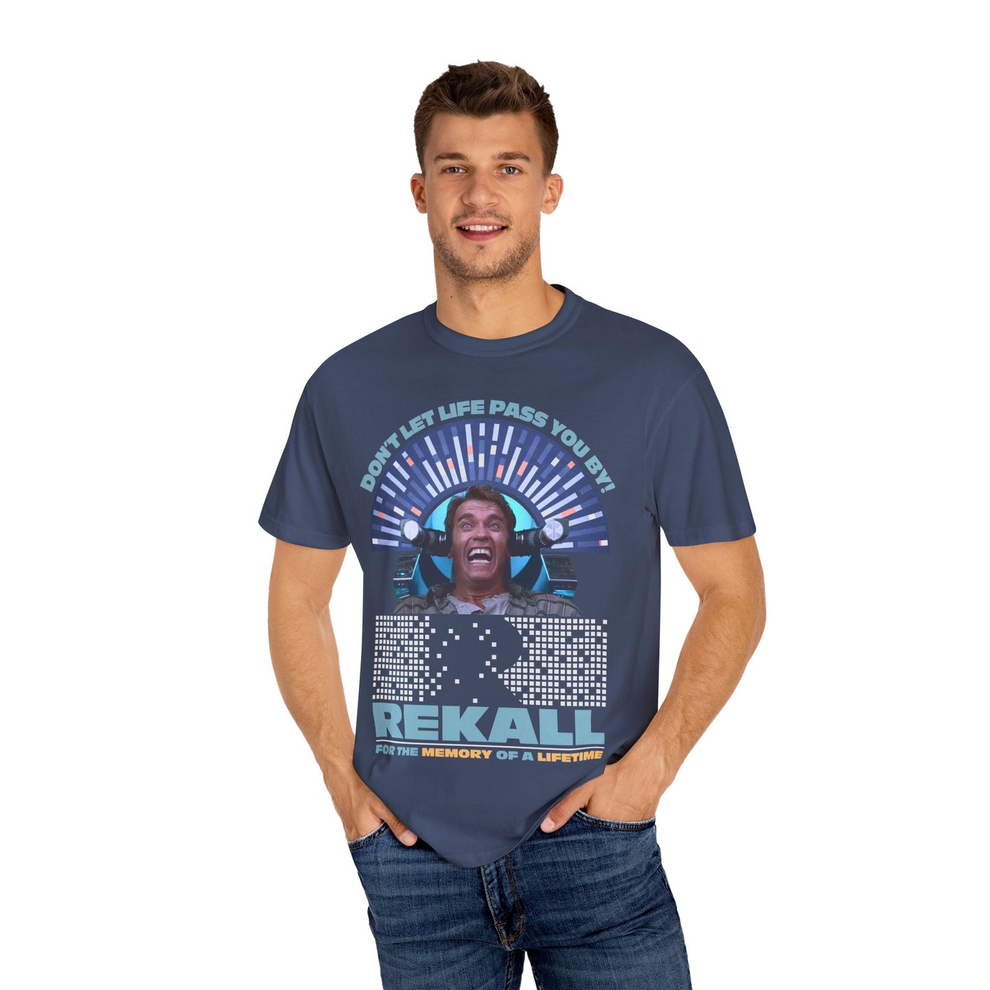 Rekall Vacations - Retro Movie Tribute T-Shirt, Unisex Graphic Tee for Movie Lovers, Nostalgic Apparel