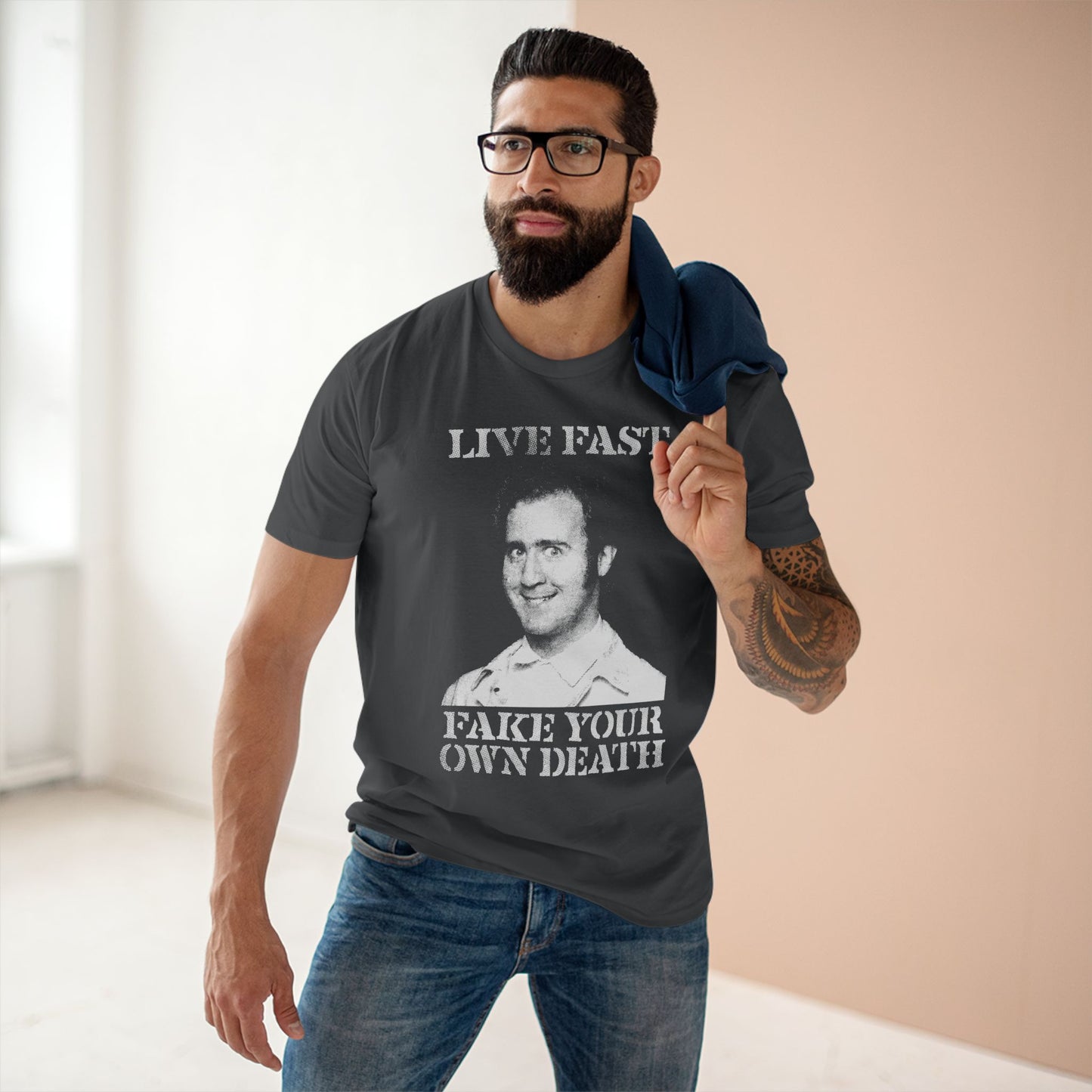 Live Fast Fake Your Own Death | Andy Kaufman Tribute T-Shirt