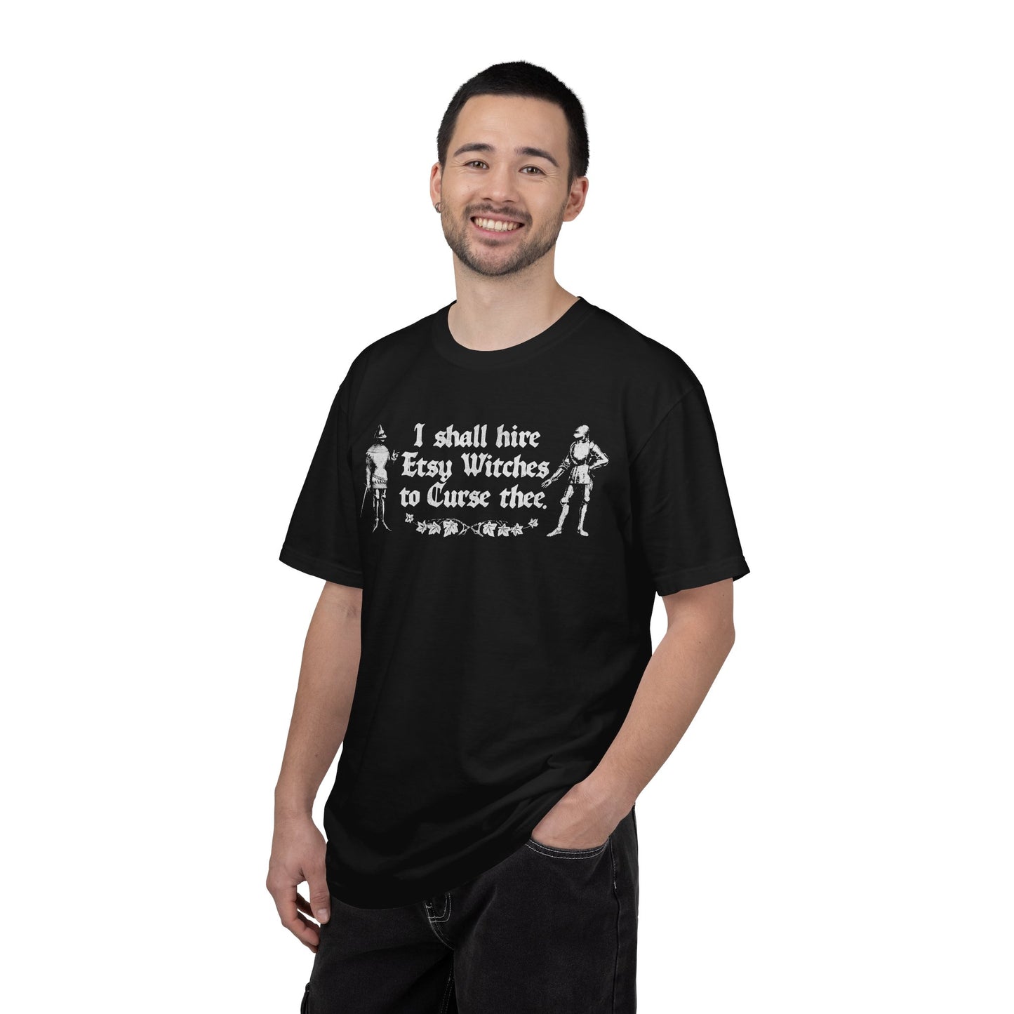 I Shall Hire Etsy Witches to Curse Thee Funny Graphic T-Shirt – Witchy Humor Tee