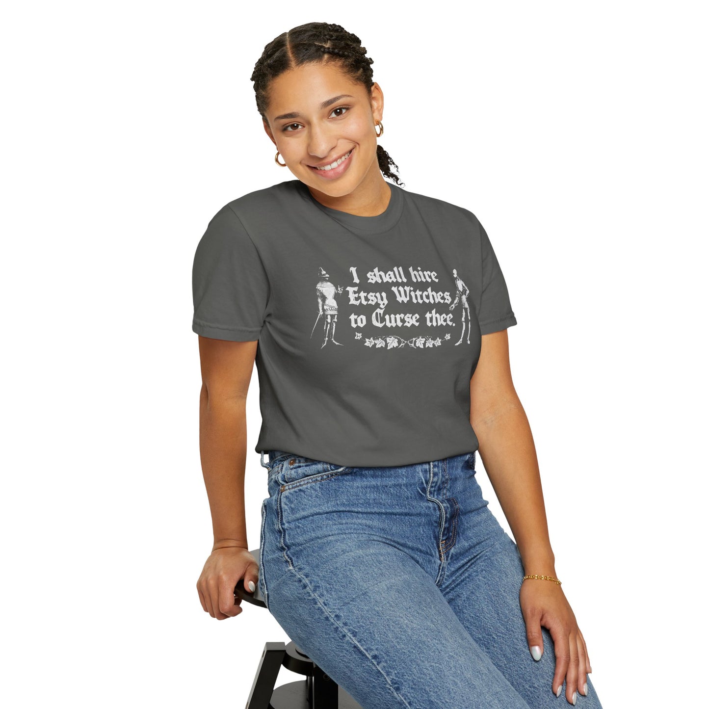 I Shall Hire Etsy Witches to Curse Thee Funny Graphic T-Shirt – Witchy Humor Tee