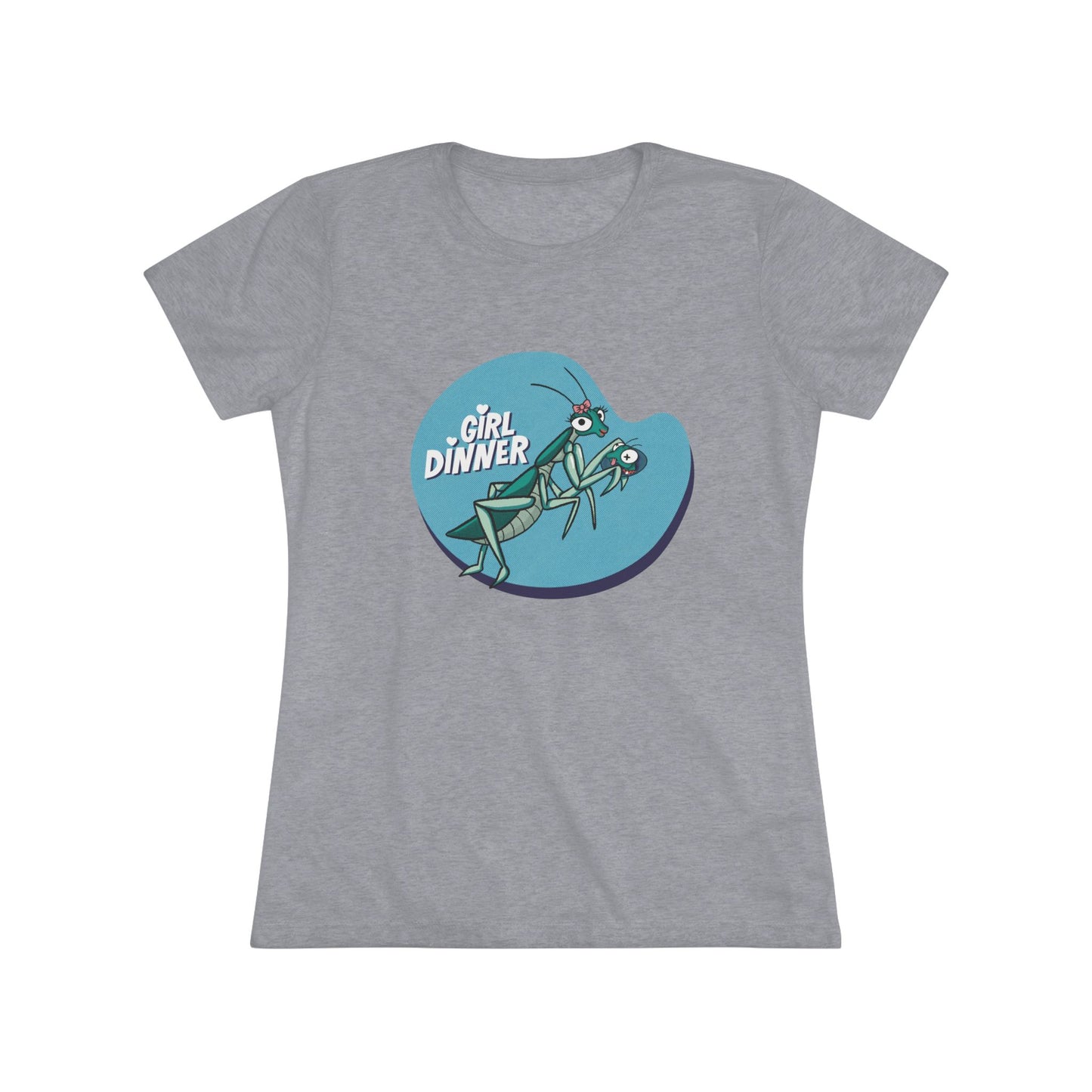 Girl Dinner Praying Mantis T-Shirt – Funny Sassy Insect Graphic Soft Triblend Tee Shirt
