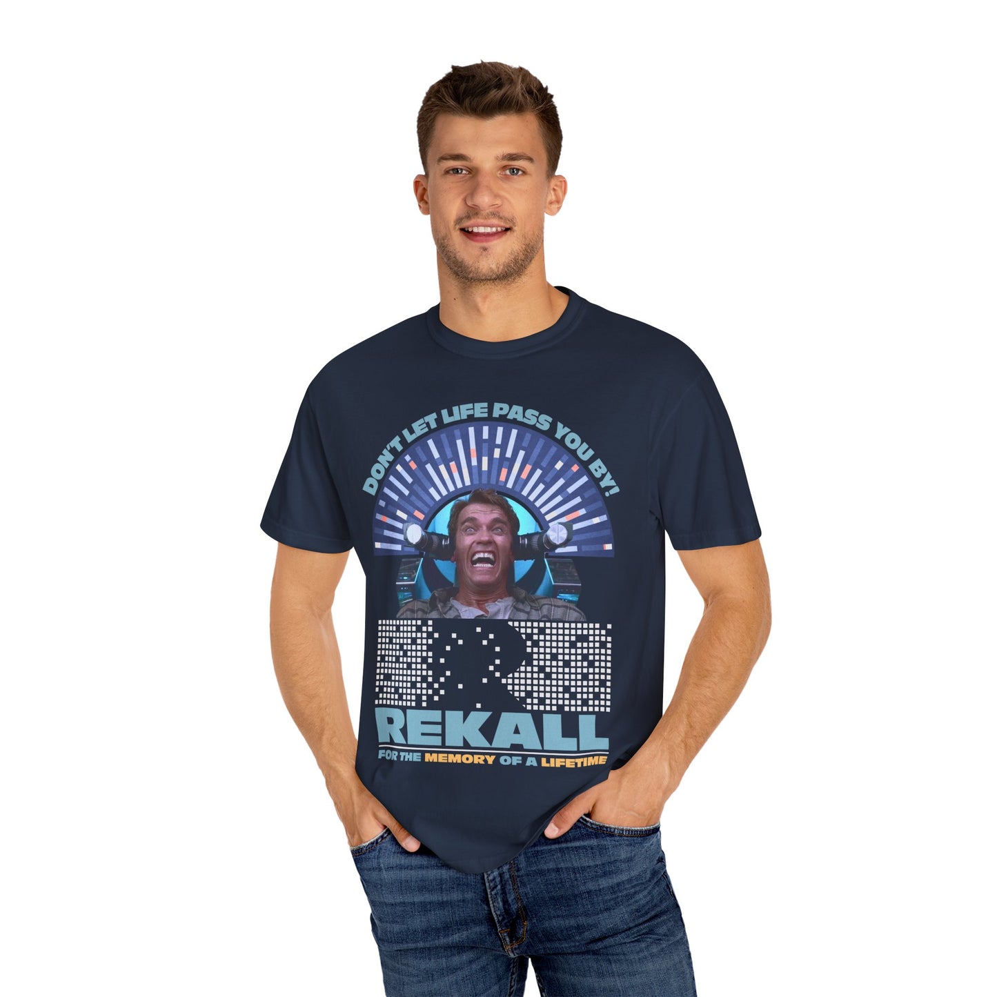 Rekall Vacations - Retro Movie Tribute T-Shirt, Unisex Graphic Tee for Movie Lovers, Nostalgic Apparel