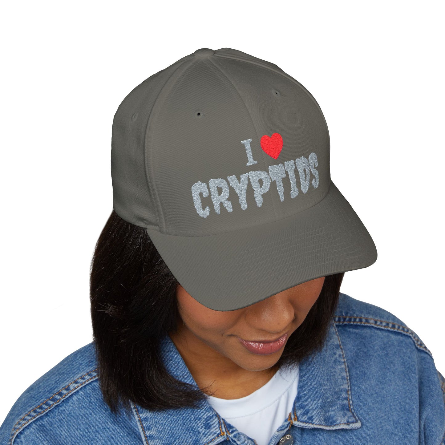 I Heart Cryptids - Closed-Back Structured Cap (Embroidery)