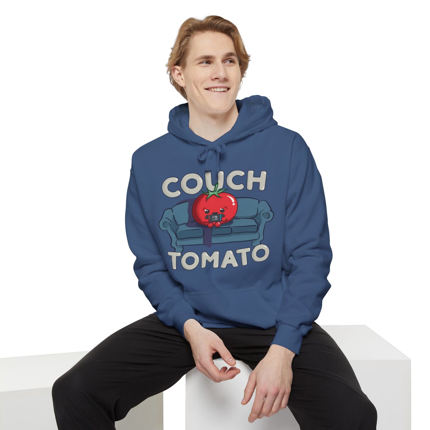 Cozy Couch Tomato Premium Hoodie | Unisex Garment-Dyed Pullover