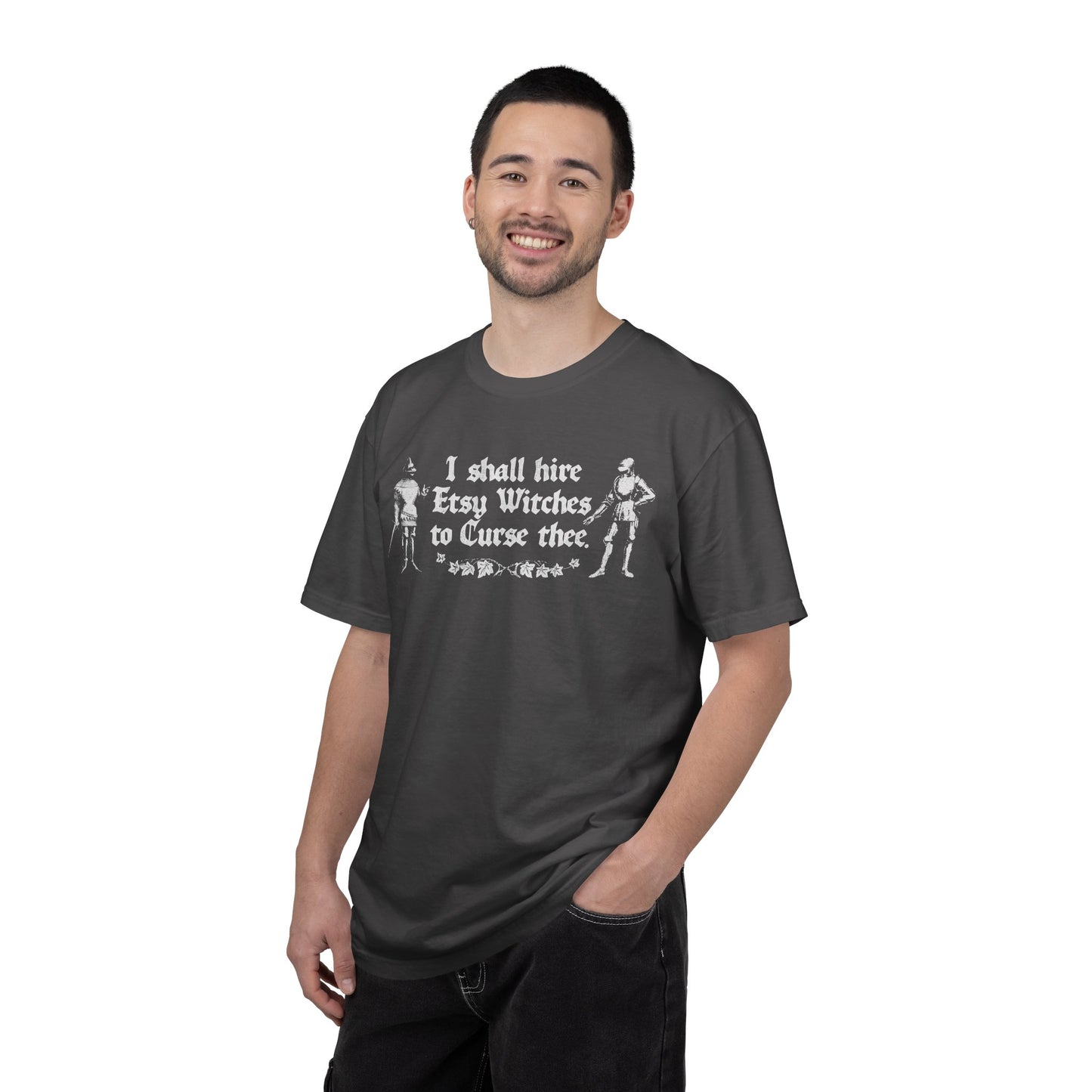 I Shall Hire Etsy Witches to Curse Thee Funny Graphic T-Shirt – Witchy Humor Tee