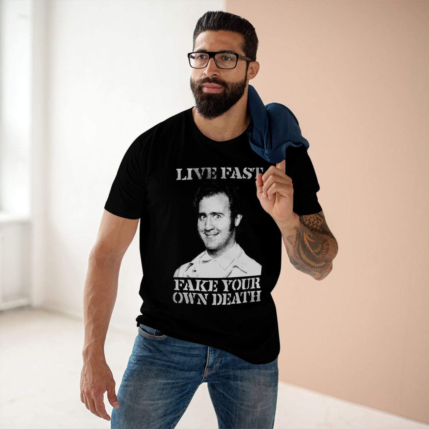 Live Fast Fake Your Own Death | Andy Kaufman Tribute T-Shirt