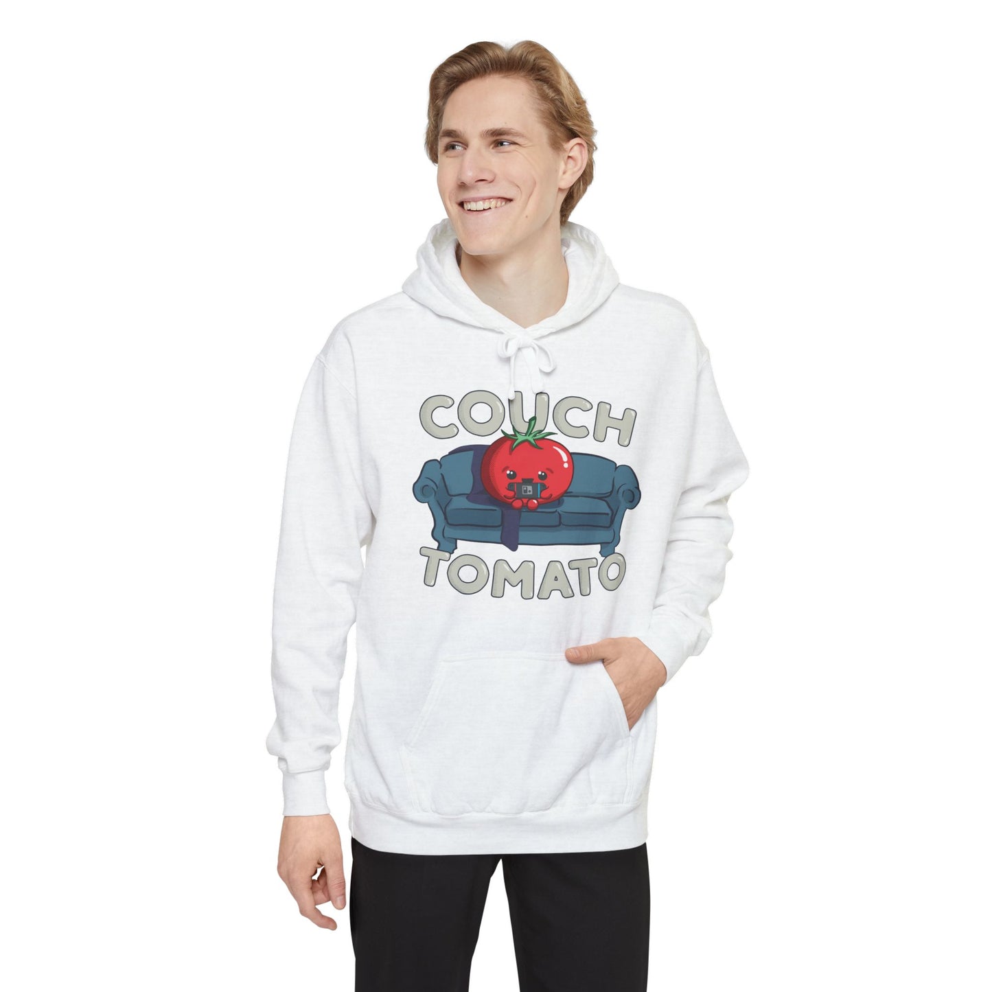 Cozy Couch Tomato Premium Hoodie | Unisex Garment-Dyed Pullover