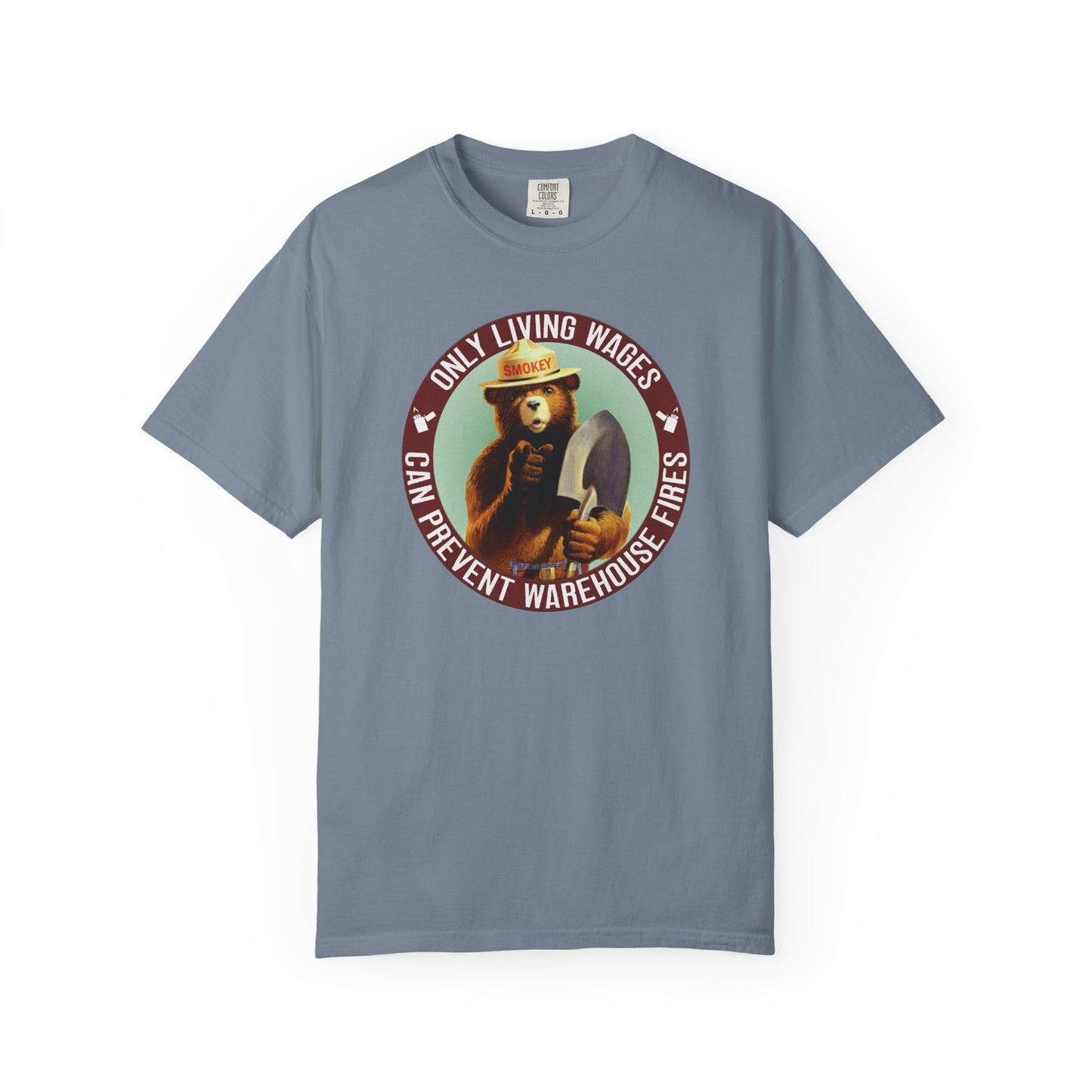 Smokey Bear Living Wages Funny T-Shirt – Workers Rights Graphic Tee