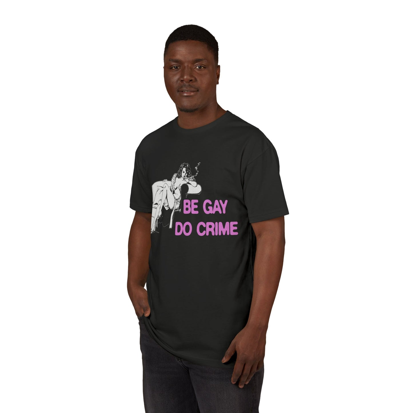 Be Gay Do Crime Funny Graphic T-Shirt – Queer Humor Tee