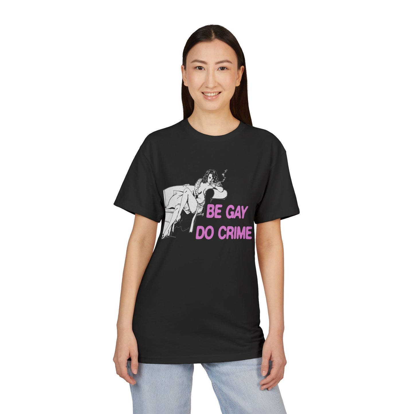 Be Gay Do Crime Funny Graphic T-Shirt – Queer Humor Tee