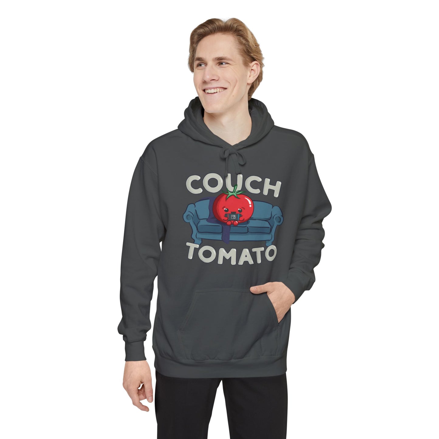 Cozy Couch Tomato Premium Hoodie | Unisex Garment-Dyed Pullover