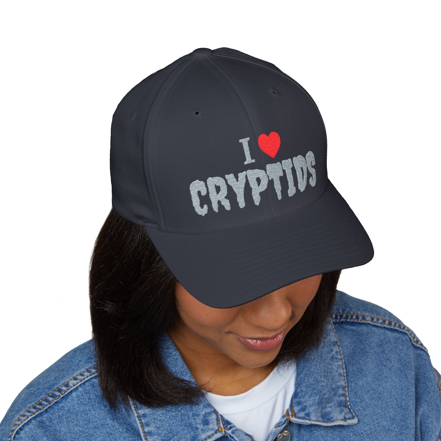 I Heart Cryptids - Closed-Back Structured Cap (Embroidery)